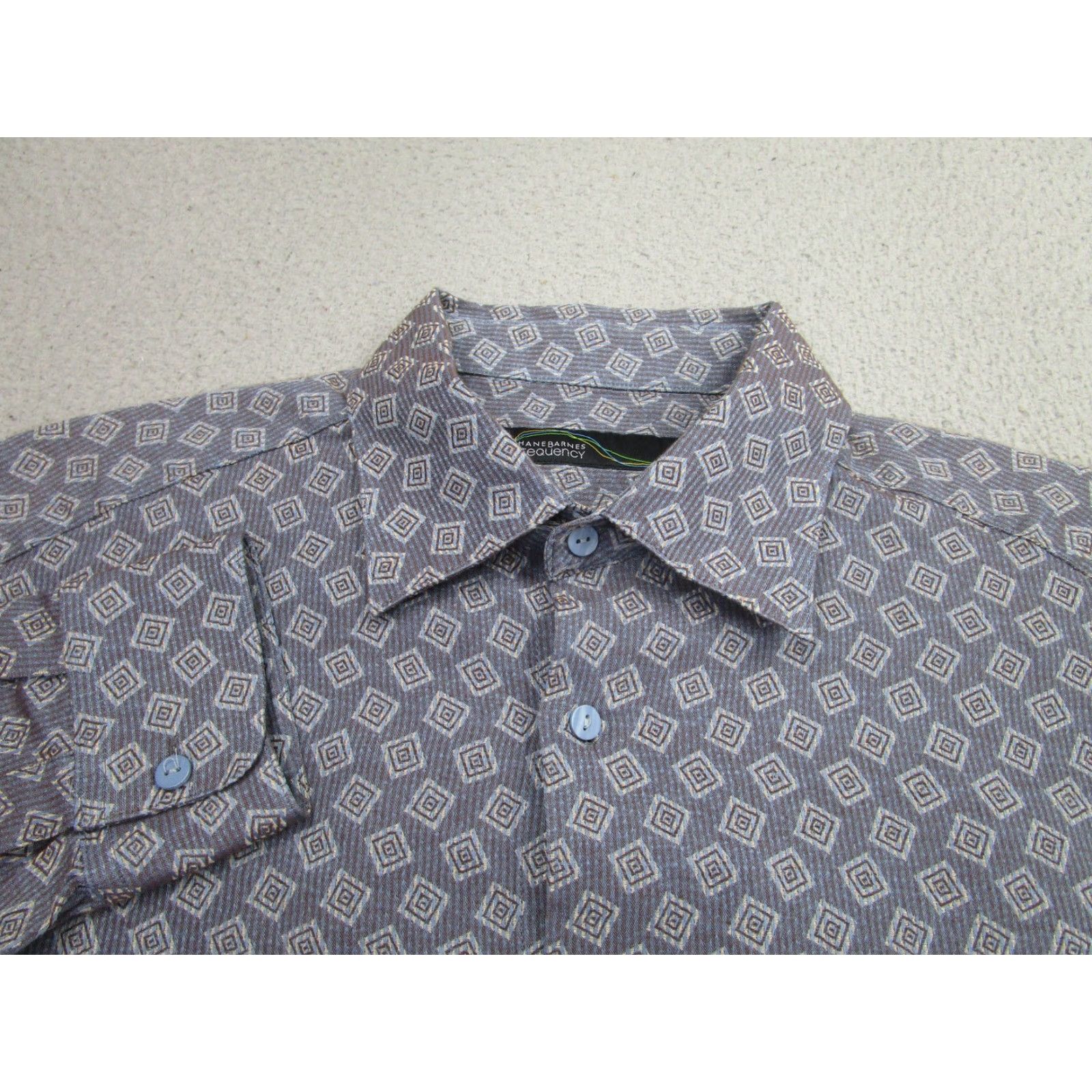 Vintage Jhane Barnes Frequency Shirt XL Mens Blue Geometric Button Front Long Sleeve Size US XL / EU 56 / 4 - 3 Thumbnail