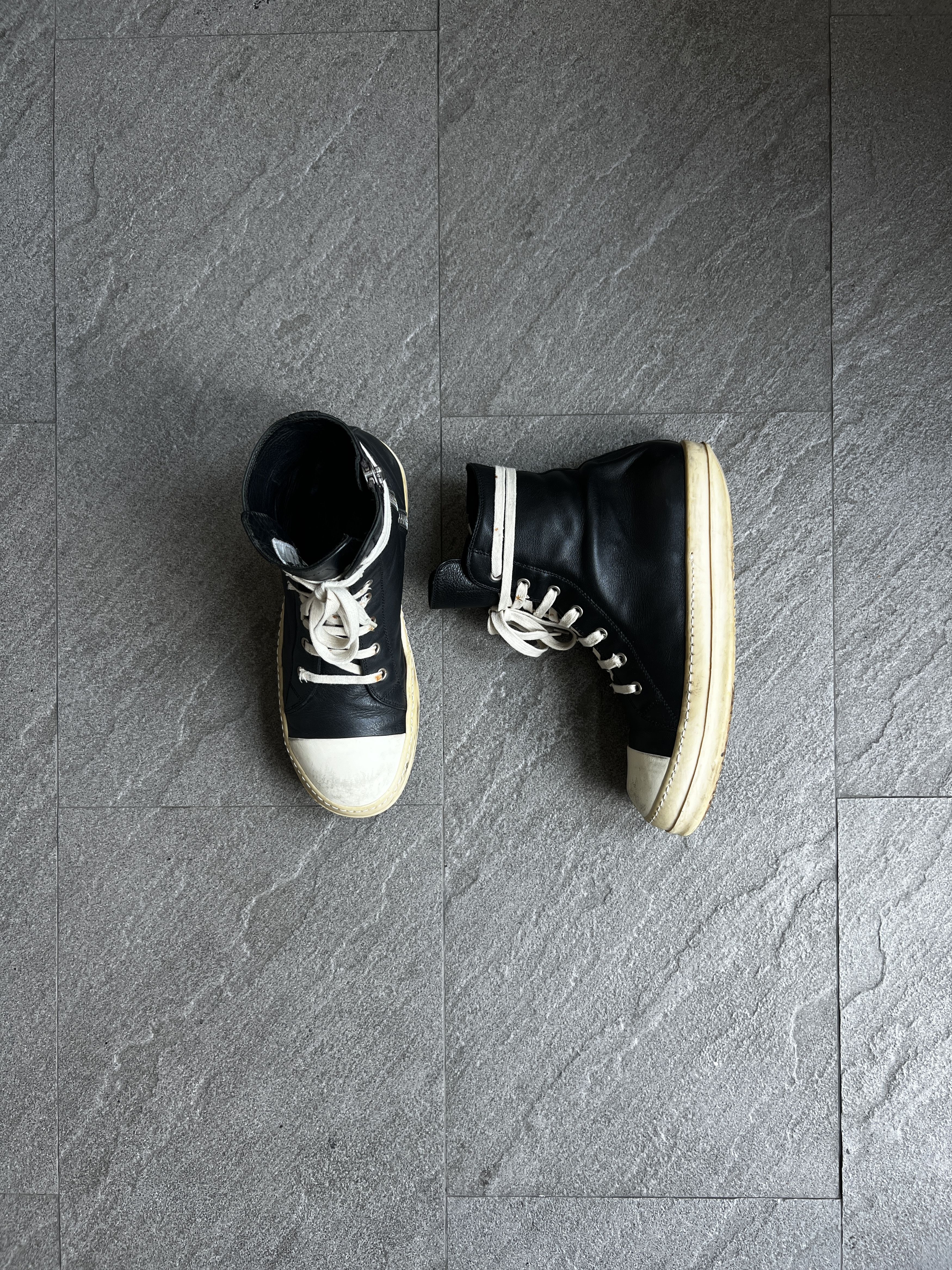 Rick Owens Rick Owens Ramones High Black Milk EU41 Size US 8 / EU 41 - 2 Thumbnail