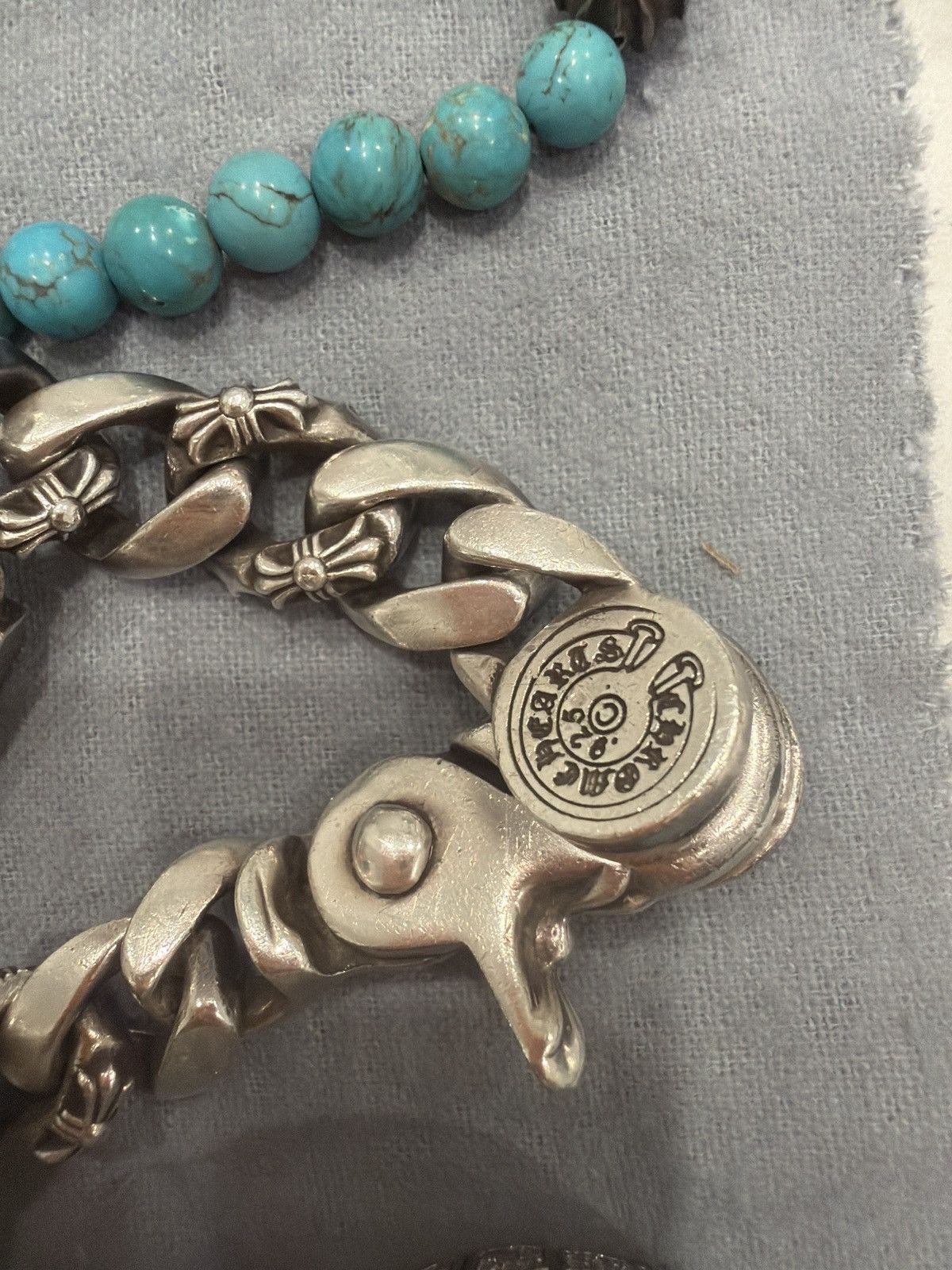 Chrome Hearts Lobster clasp fancy link floral cross ID bracelet Size ONE SIZE - 3 Thumbnail