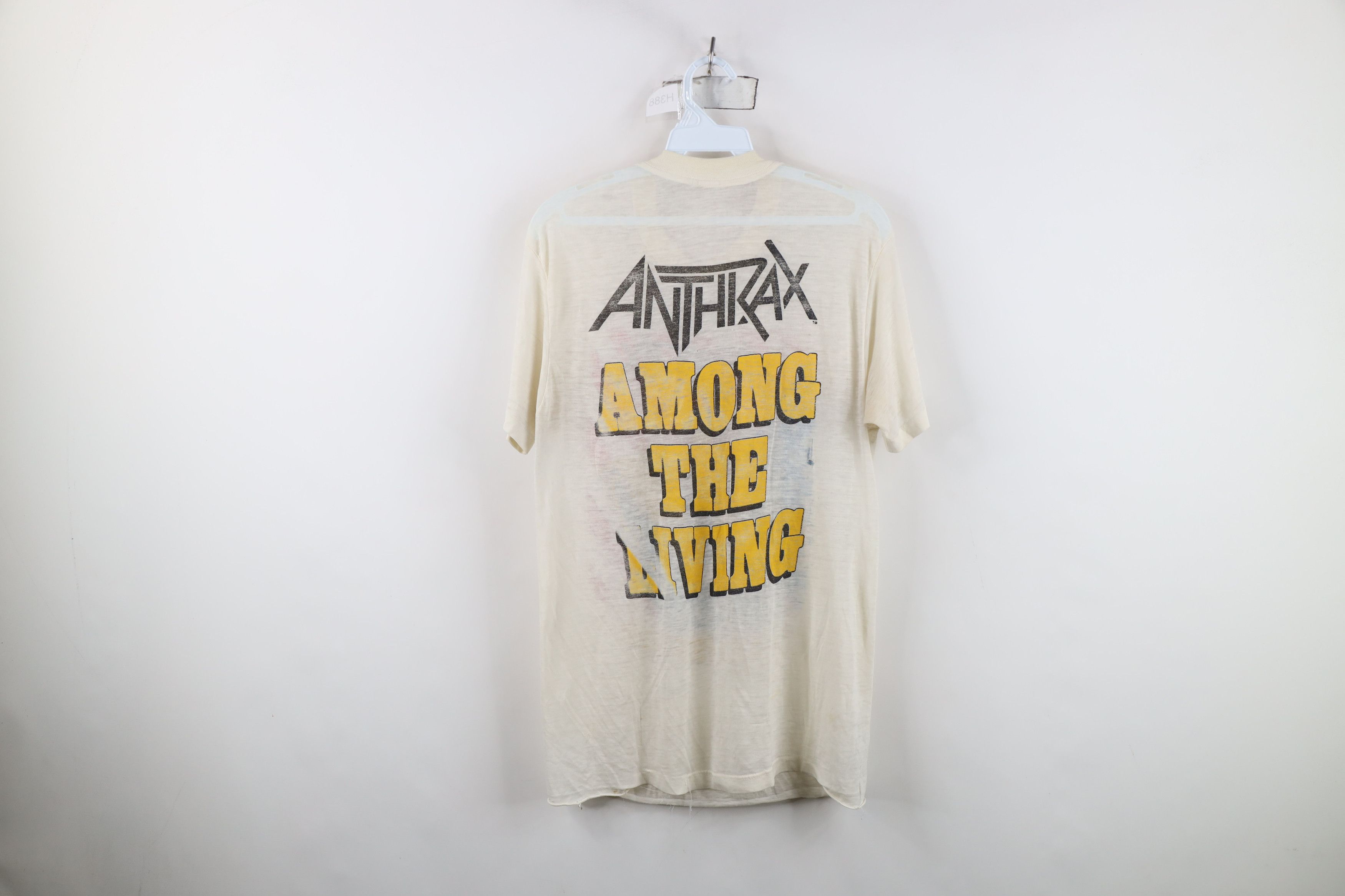 Vintage Vintage 80s Thin I Am The Law Anthrax Band T-Shirt White USA Size US S / EU 44-46 / 1 - 13 Thumbnail