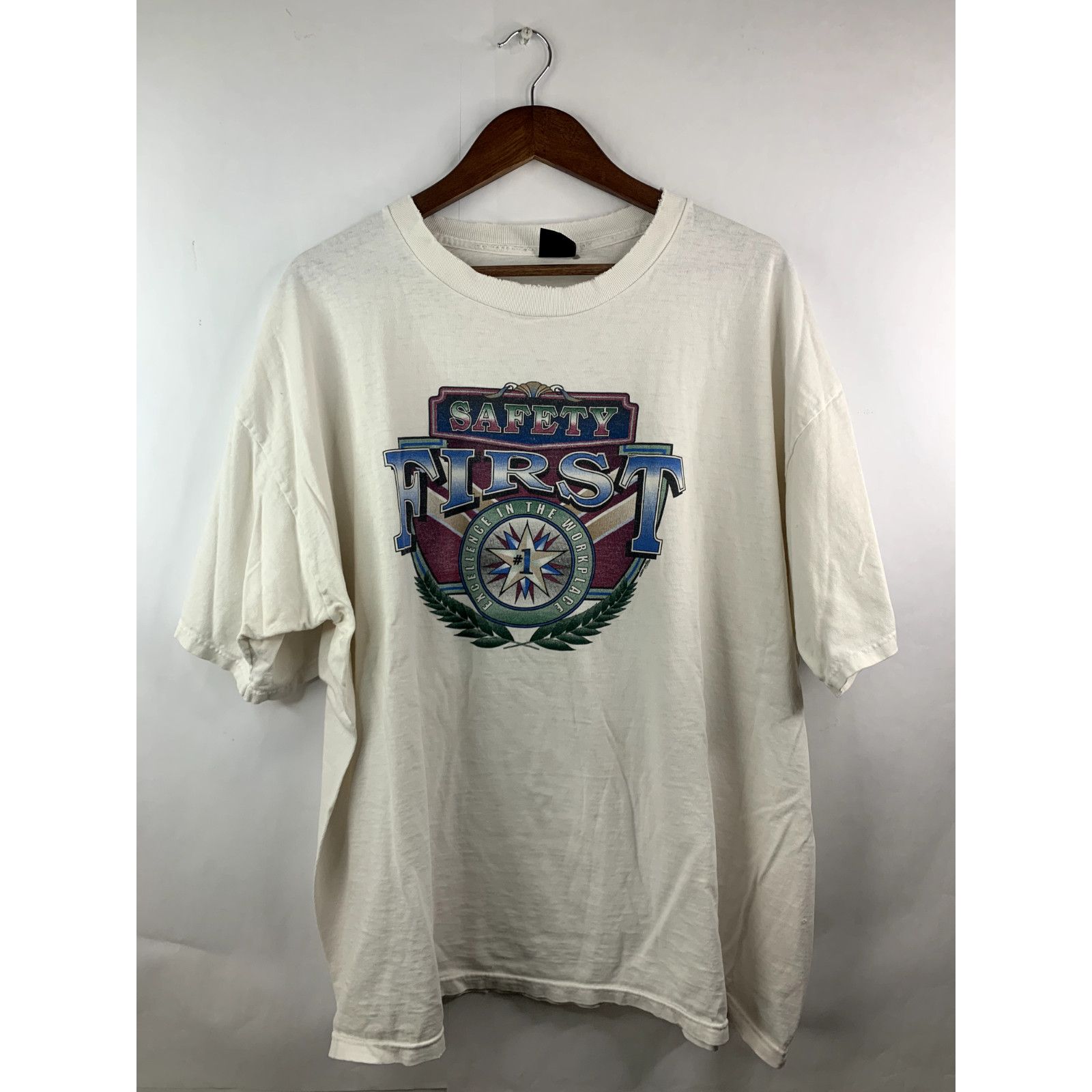 Vintage Vintage Safety Shirt First #1 Excellence Workplace Tee XL Size US XL / EU 56 / 4 - 1 Thumbnail