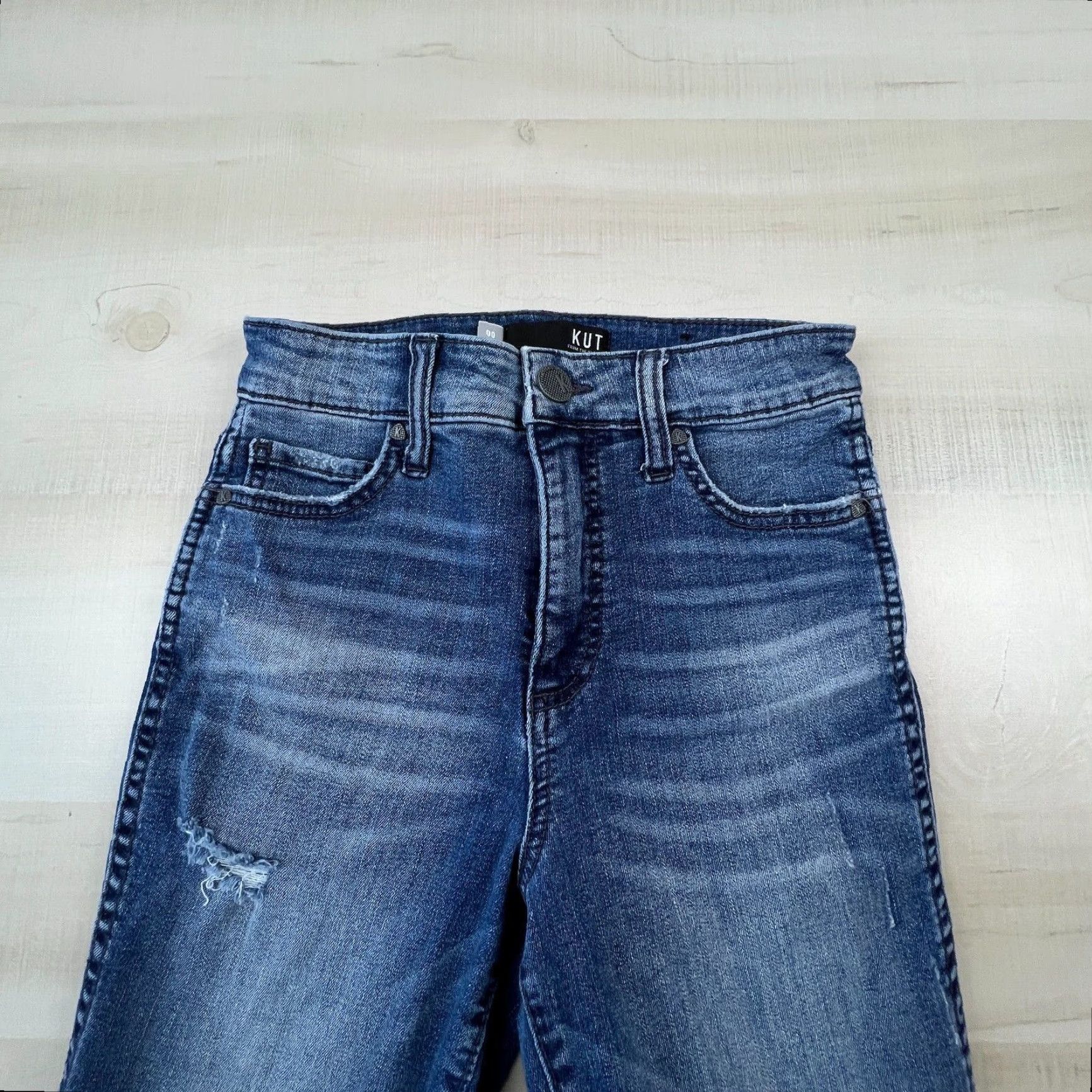 Vintage Kut From The Kloth Distressed Blue Skinny Jeans 00 Womens Size 24" / US 00 / IT 34 - 2 Thumbnail