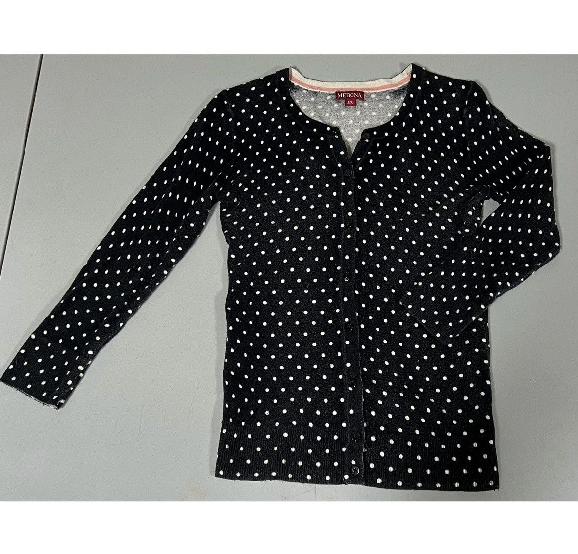 Merona Black White Polka Dot Knit Sweater Cardigan Top Size S 🤍🖤 Size S / US 4 / IT 40 - 1 Thumbnail