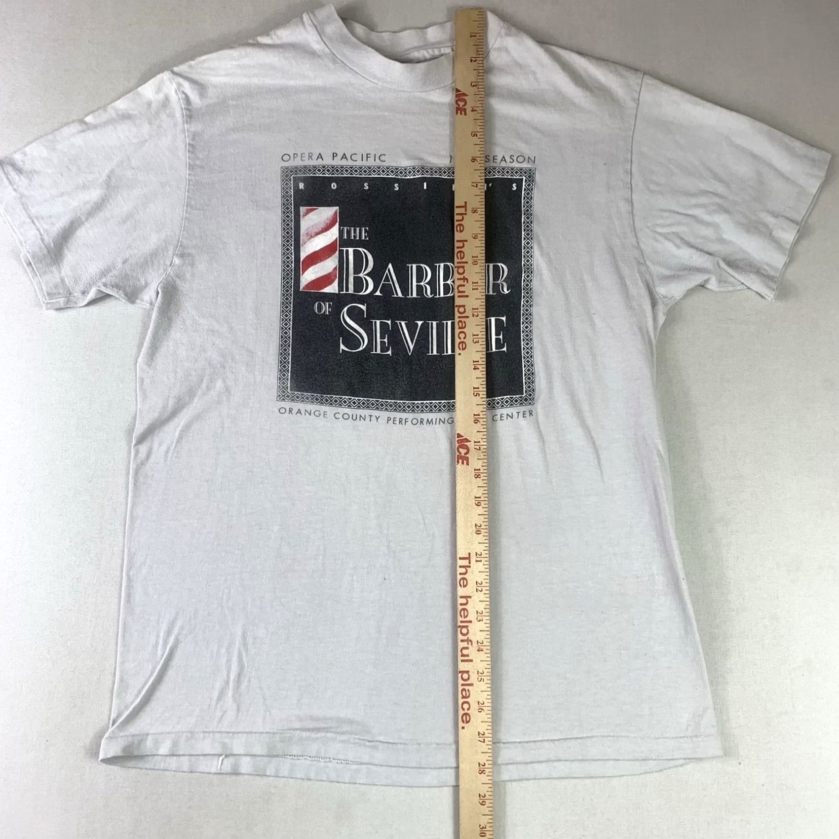 Hanes VINTAGE Hanes Opera Pacific Shirt 1989 the Barber of Seville Made in USA Single stitch Men's Shirt Gray L Crew Neck Short Sleeve Cotton Size US L / EU 52-54 / 3 - 7 Thumbnail