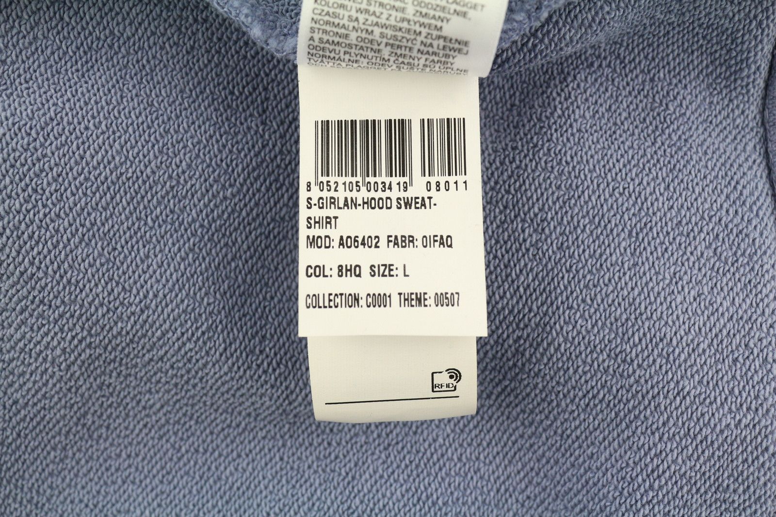 Diesel S-GIRLAN-HOOD L Blue Logo Hoodie 41039 Size US L / EU 52-54 / 3 - 11 Thumbnail