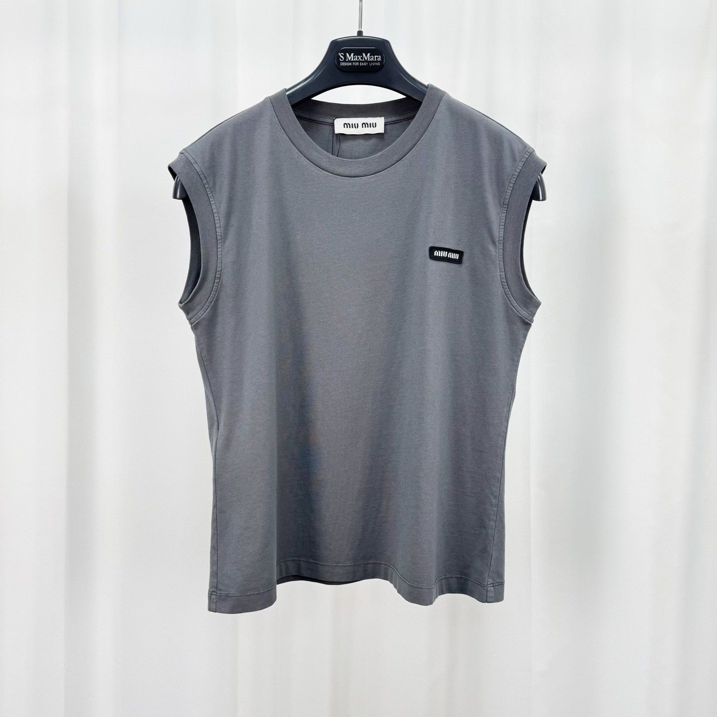 Miu Miu Miu Miu Gray Embroidered Letter Sleeveless Top Size XS / US 0-2 / IT 36-38 - 1 Thumbnail