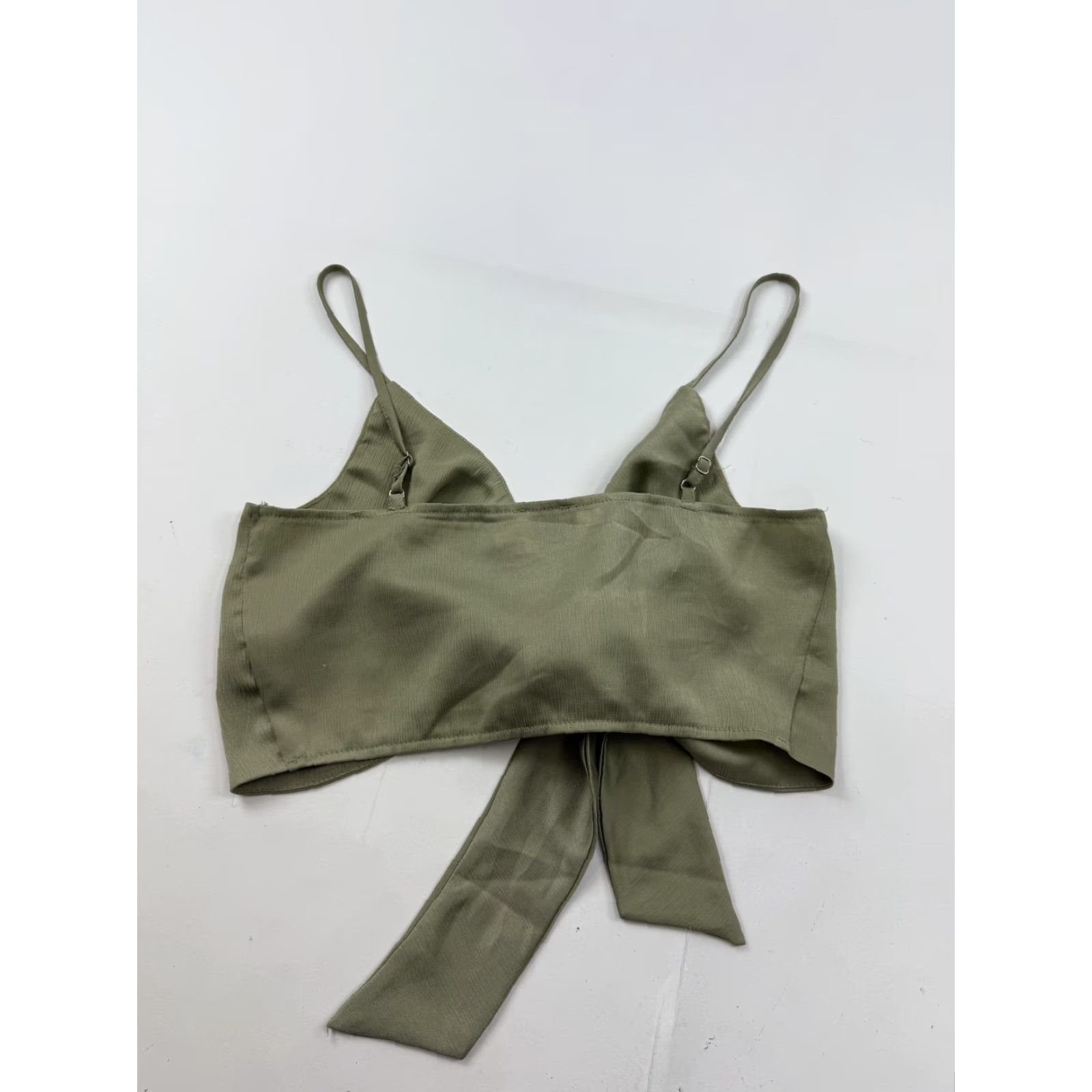 PRINCESS POLLY Princess Polly Tank Top Womens 6 Green V Neck Tie Front Adjustable Straps Camisole Tank Top Camisole Sleeveless Shirt Womens Size M / US 6-8 / IT 42-44 - 3 Thumbnail