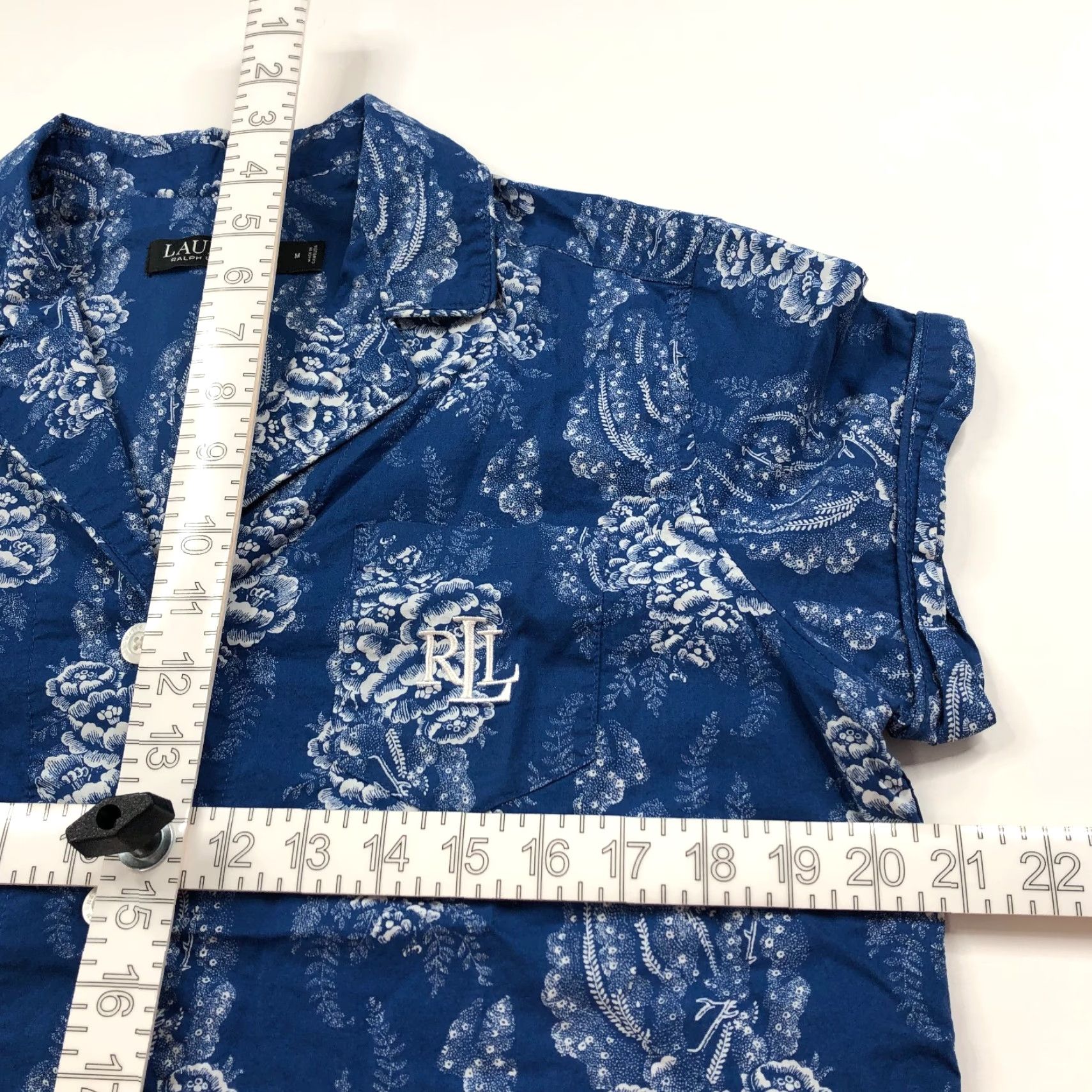 Ralph Lauren Lauren Ralph Lauren Crest Button Short Sleeve Shirt Blue Geometric Shirt Women M Size M / US 6-8 / IT 42-44 - 3 Thumbnail