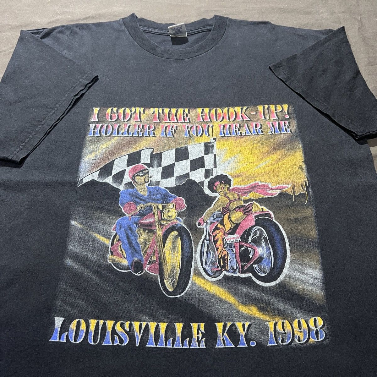 Vintage Vintage 90s Biker Got The Hook Up Faded graphic streetwear Size US XL / EU 56 / 4 - 1 Thumbnail