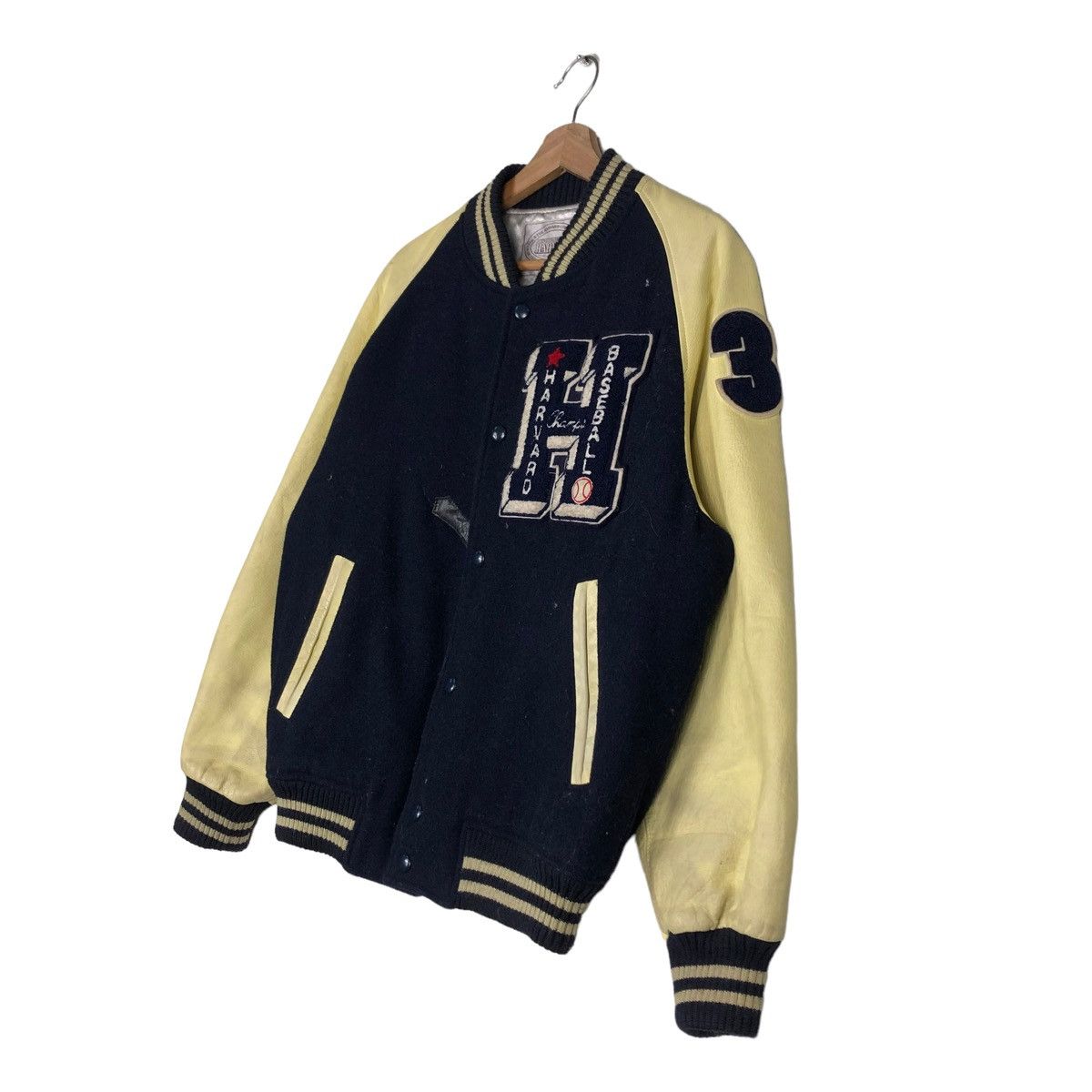 Vintage 🔥VINTAGE VARSITY JACKET LEATHER JUMPER HAVARD BASEBALL Size US L / EU 52-54 / 3 - 3 Thumbnail