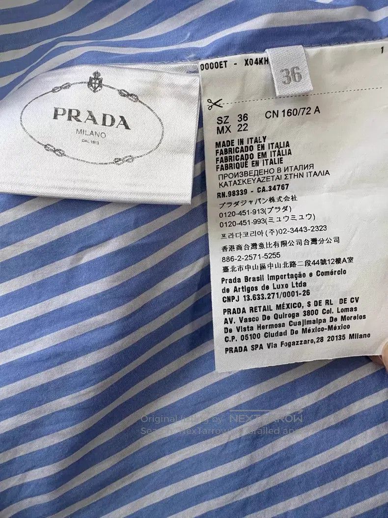 Prada Prada Blue and white striped cuffed lapel shirt Size XXS / US 00 / IT 34 - 6 Thumbnail