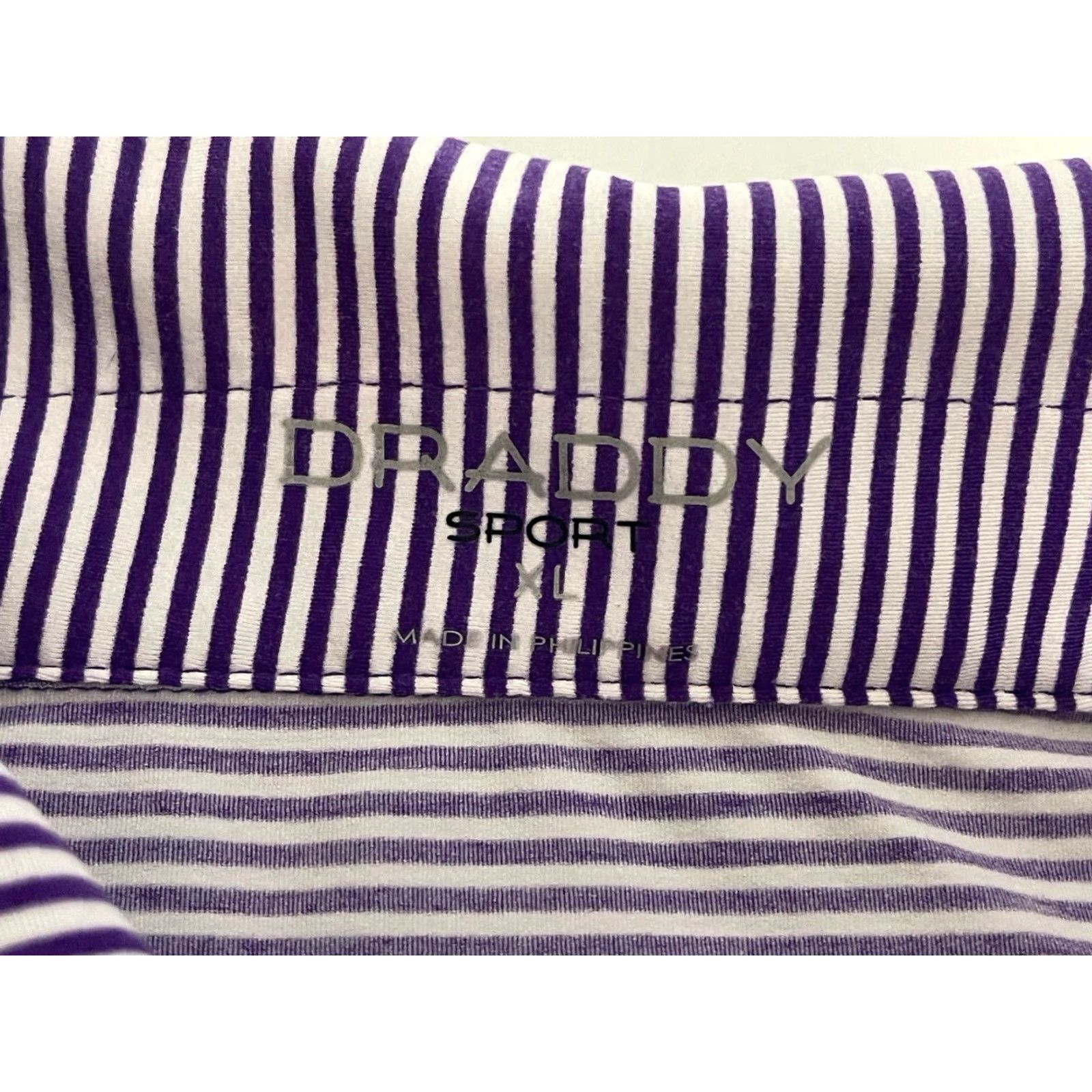Vintage Draddy Sport Golf Shirt Mens XL Purple/White Striped Kiawah Island Club Wardrobe Polo Shirt Golf Mens XL Purple/White Striped Kiawah Island Club Size US XL / EU 56 / 4 - 5 Thumbnail