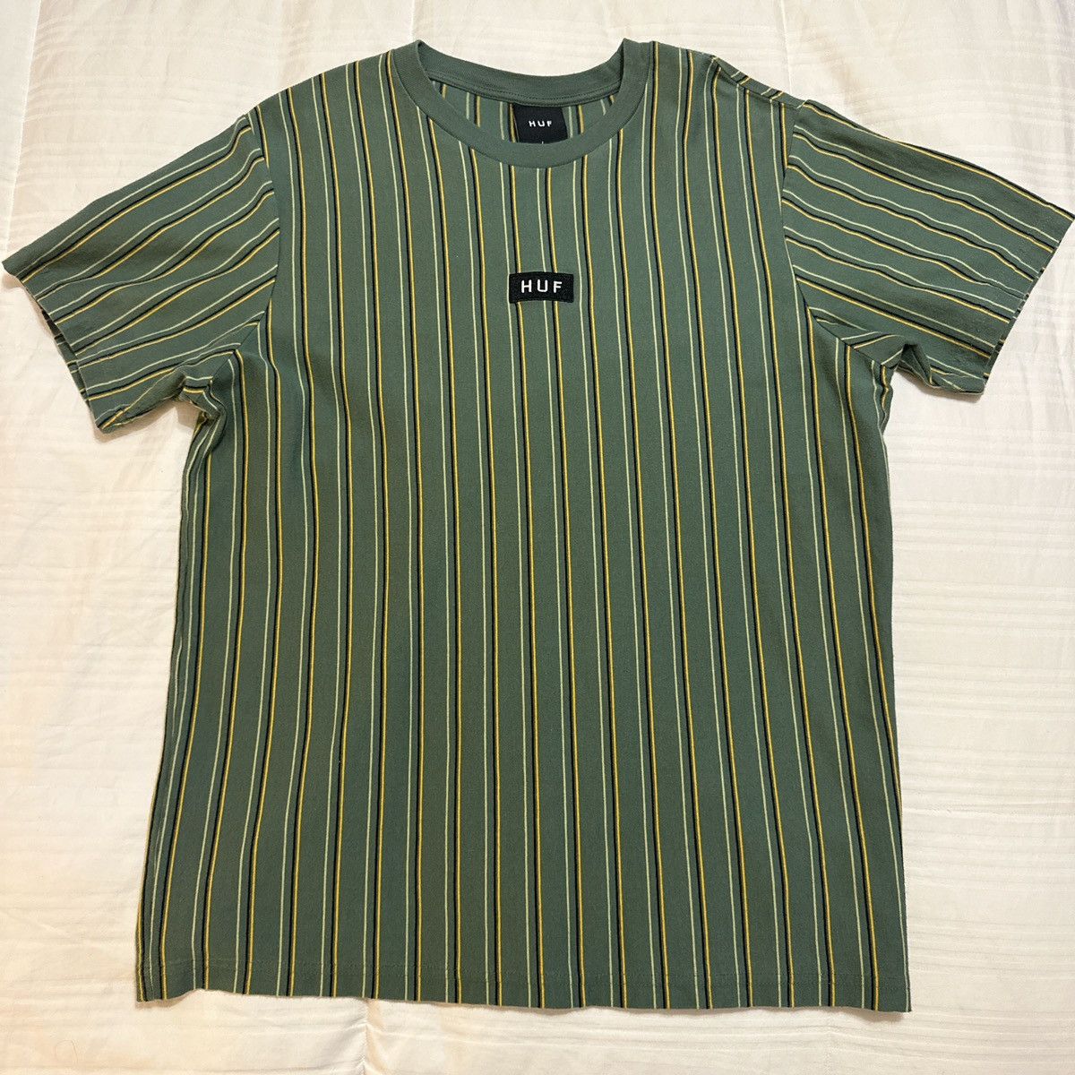 Huf Huf Green Striped T-Shirt Size US L / EU 52-54 / 3 - 1 Thumbnail