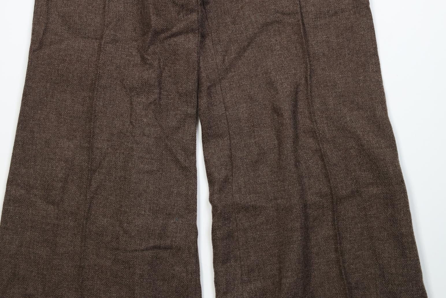 Vintage Deadstock Vintage 60s Wool Tweed Wide Leg Bell Bottoms Pants Size 29" - 3 Thumbnail