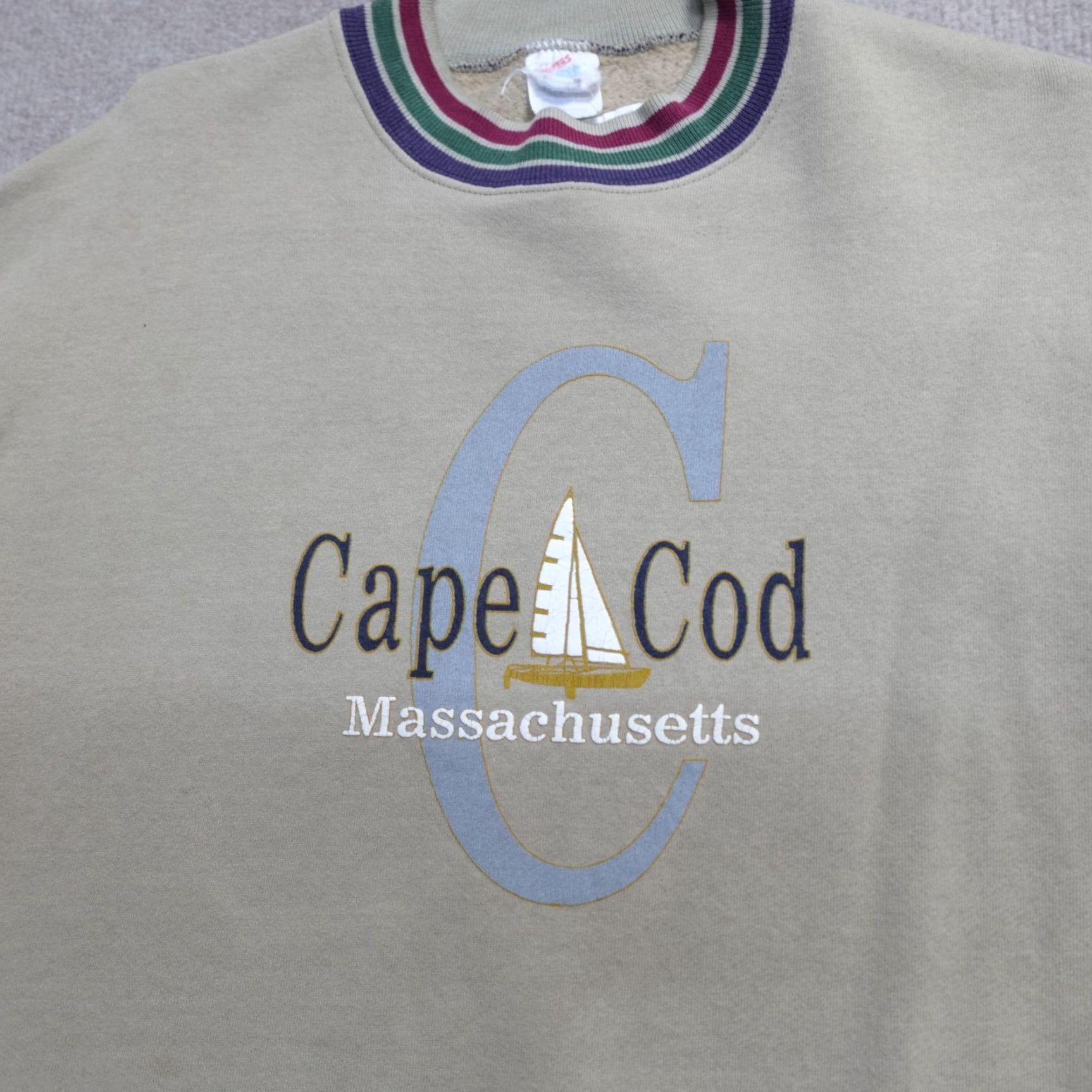 Vintage VINTAGE American Vintage Jersey Crew Neck Long Sleeve Sweatshirt Beige M Men USA Made Pullover Capes Cod? Size US M / EU 48-50 / 2 - 2 Thumbnail