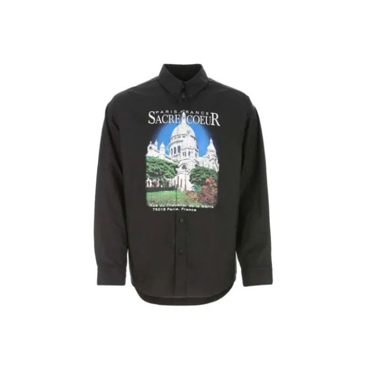Balenciaga Balenciaga Black Graphic Long Sleeve Shirt Size US M / EU 48-50 / 2 - 1 Thumbnail