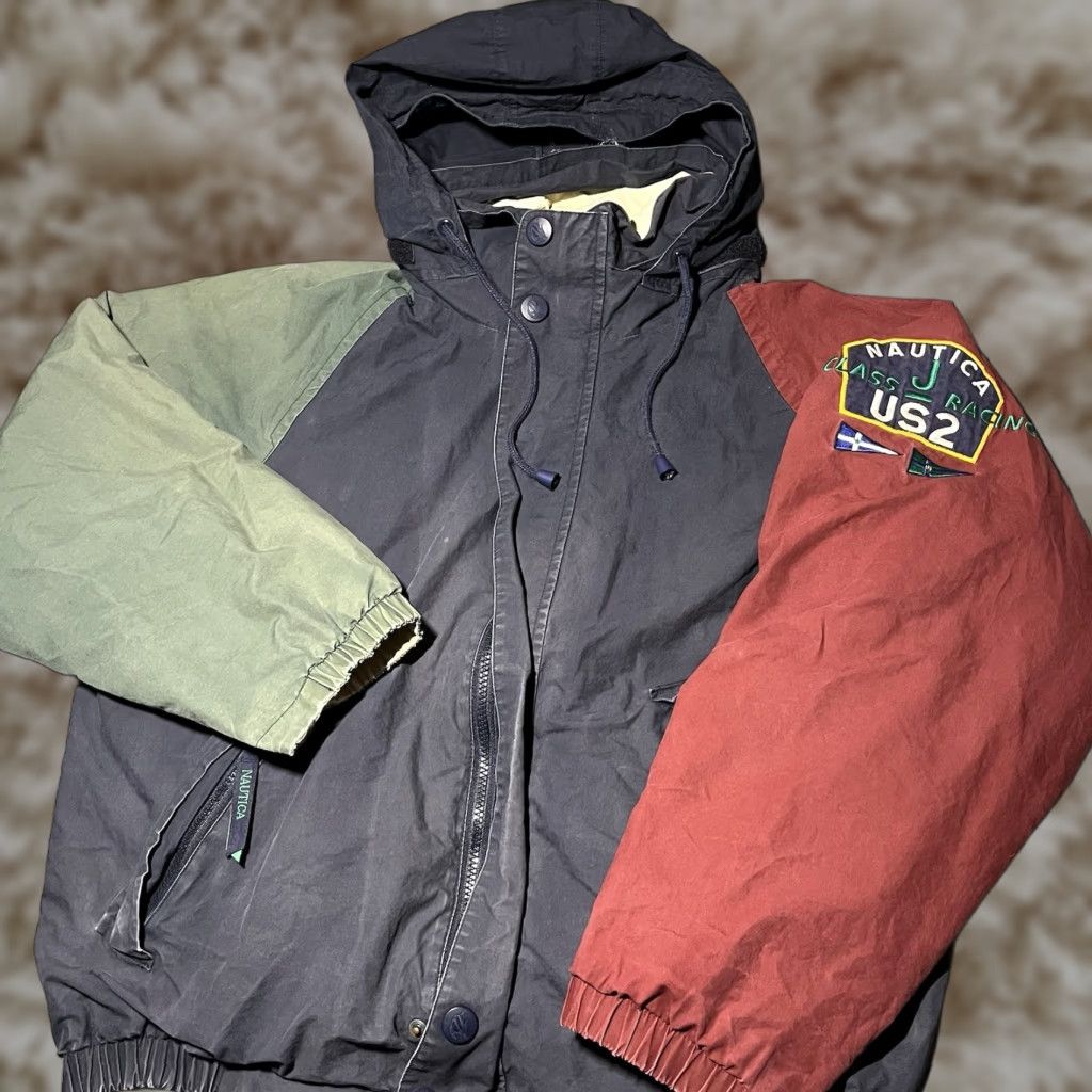 VINTAGE Nautica Jacket Men Large Mid-Length Full Zip Reversible