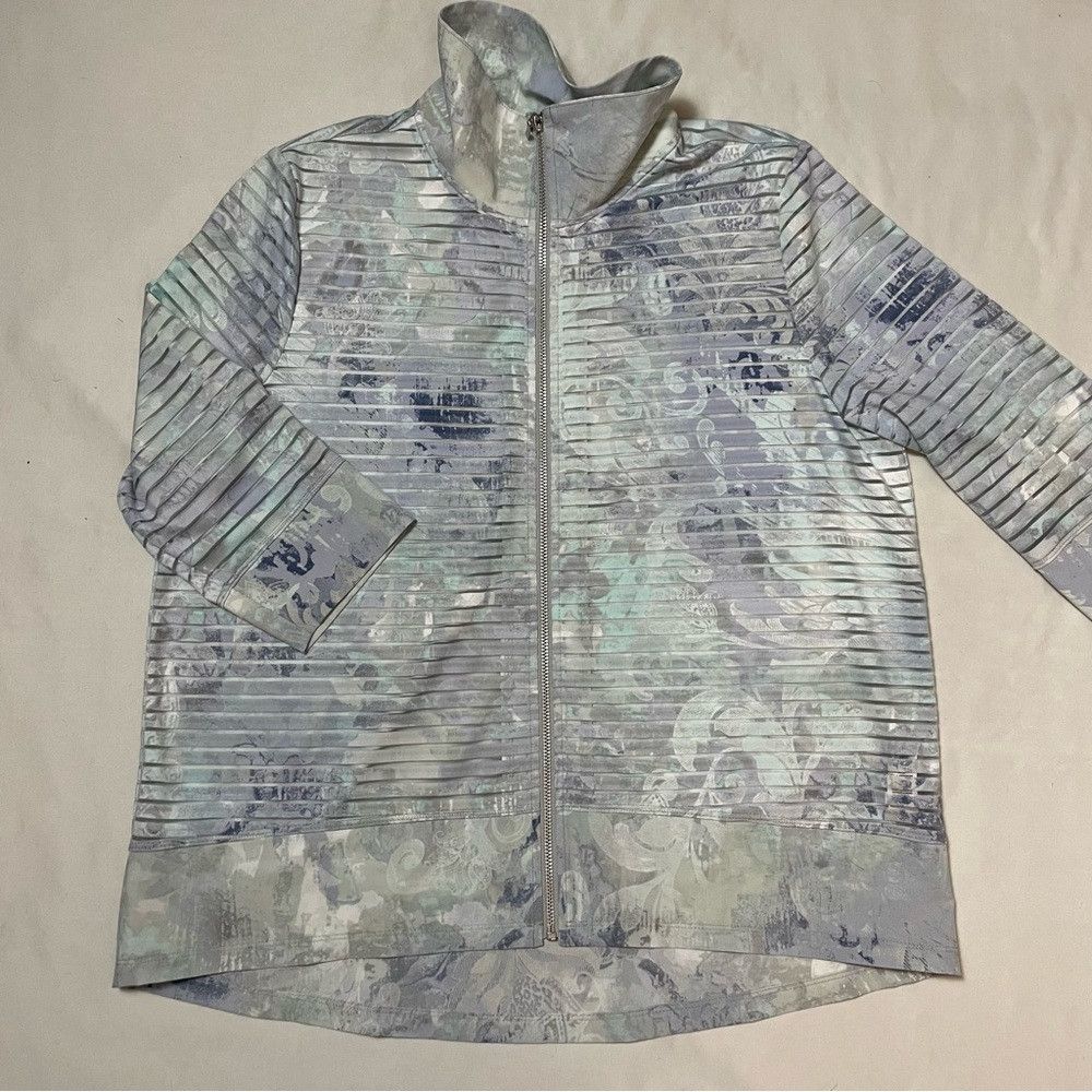 Chicos New Chico's Zenergy Ana Printed Stripe Jacket Light Blue Ja Size XL / US 12-14 / IT 48-50 - 6 Thumbnail