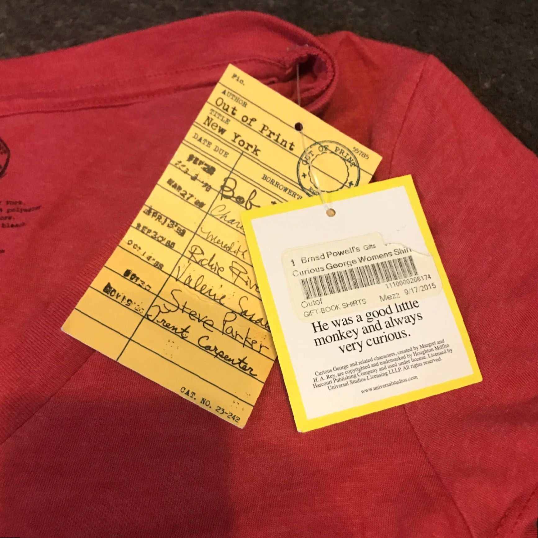 George Out of Print Red Curious George Casual Tee Womens T Shirt V Neck Size M Size M / US 6-8 / IT 42-44 - 4 Thumbnail