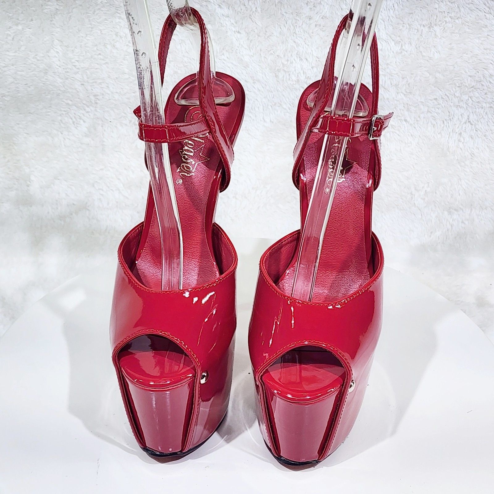 Juicy 9 Red Patent Slim 7 Stiletto Platform Ankle Strap Hig