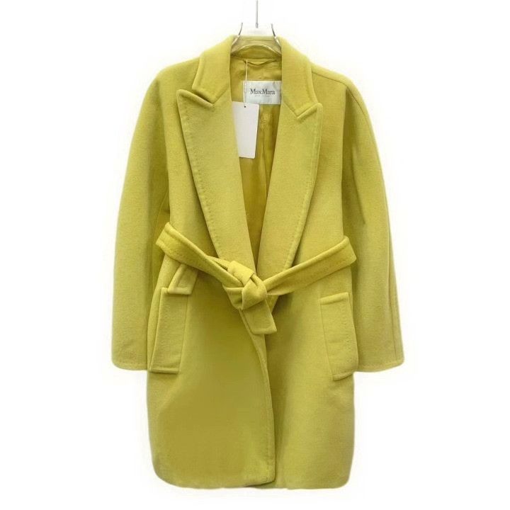 Max Mara Maxmara Yellow Wool Blend Belted Coat Size M / US 6-8 / IT 42-44 - 1 Thumbnail