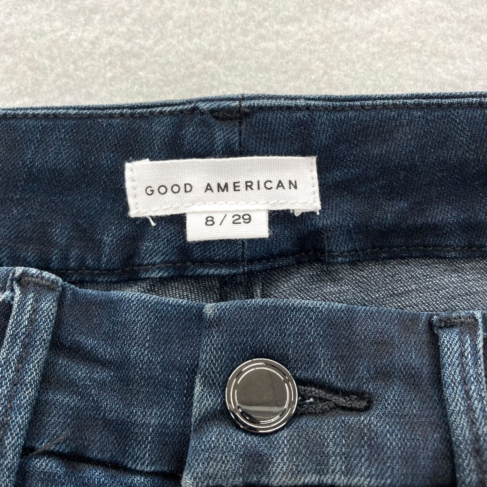 Good American GOOD AMERICAN Good Waist Crop Jeans Women's 8/29 Dark Blue Stretch Denim Slim Cropped 5-Pocket Size 8/29 Blue Size 29" - 4 Thumbnail