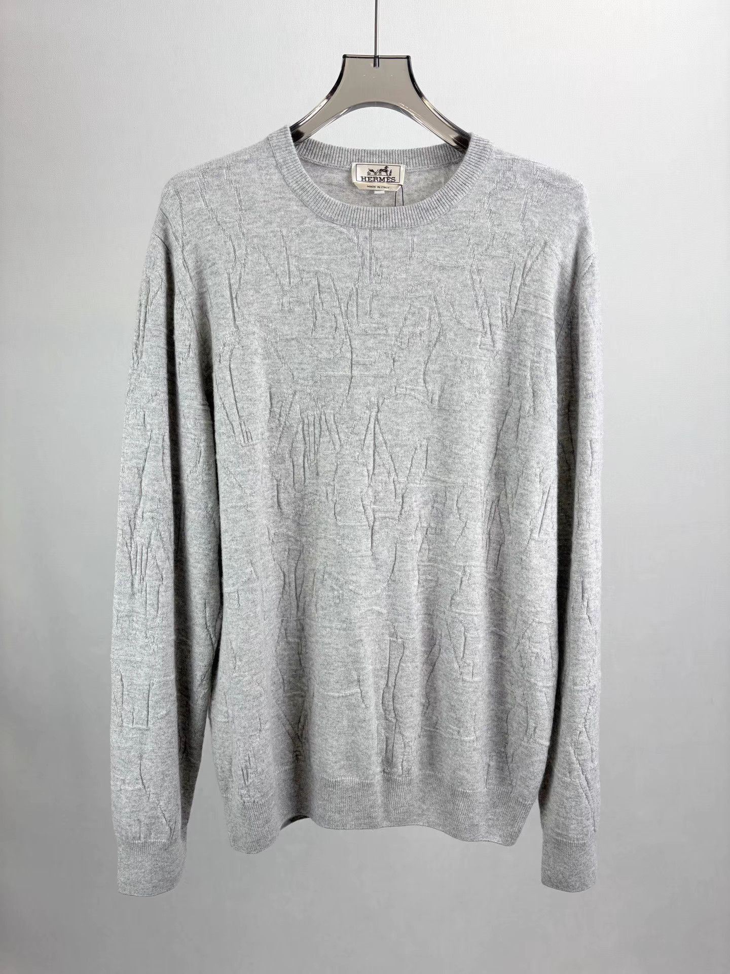 Hermes Gray Textured Long Sleeve Sweater - XXL Size US XXL / EU 58 / 5 - 1 Thumbnail