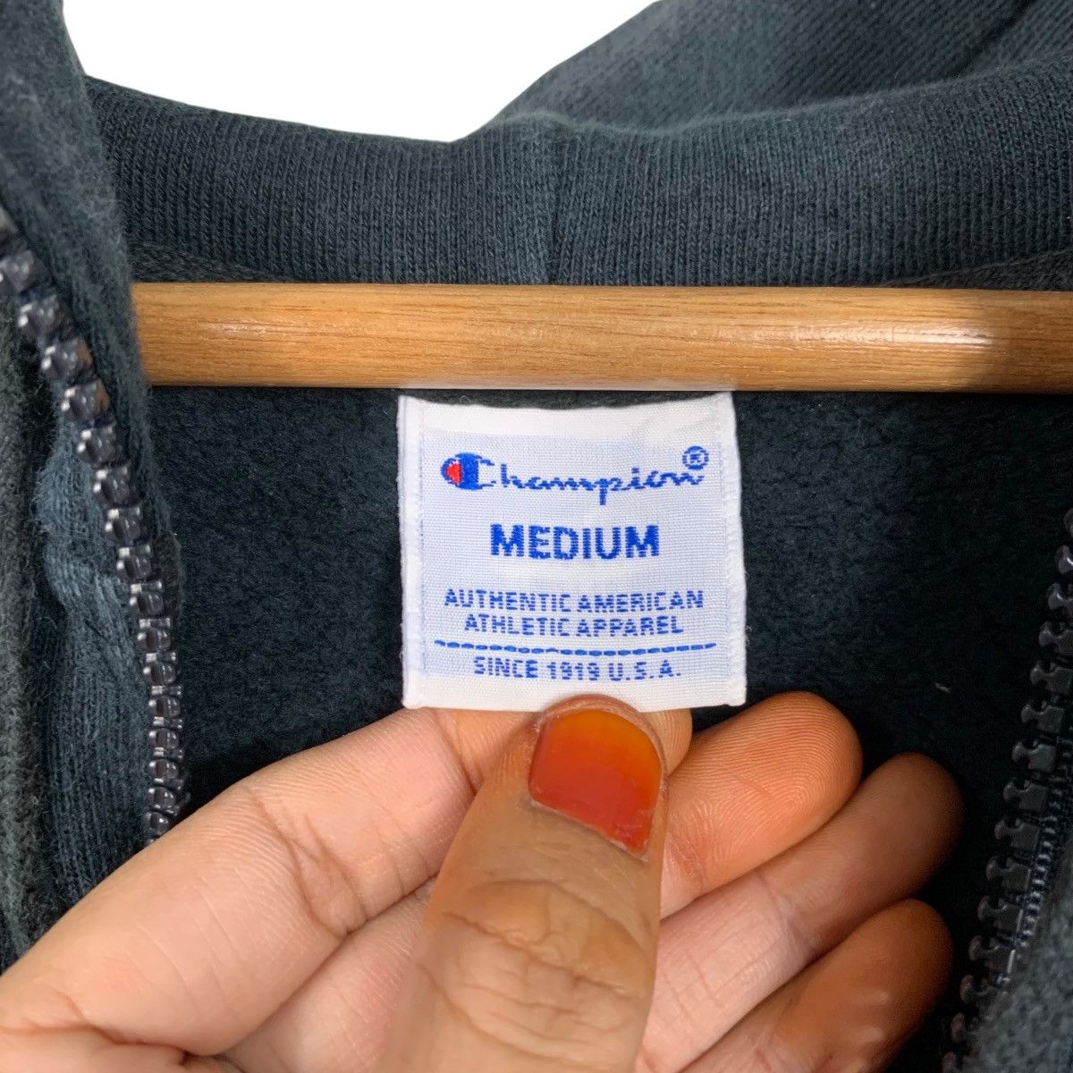 Champion CHAMPION Navy Blue Zipper Hoodie Sweatshirt #3615-C165 Size US M / EU 48-50 / 2 - 14 Thumbnail
