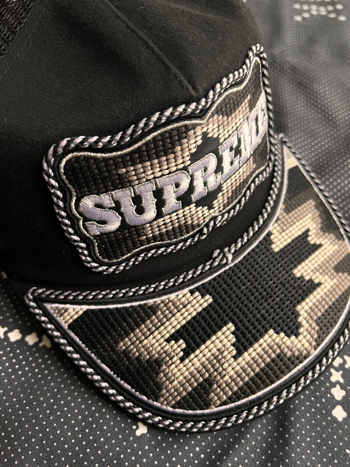 Supreme Supreme Western Embroidered Mesh Back 5-Panel Hat Cap Black Size ONE SIZE - 5 Thumbnail