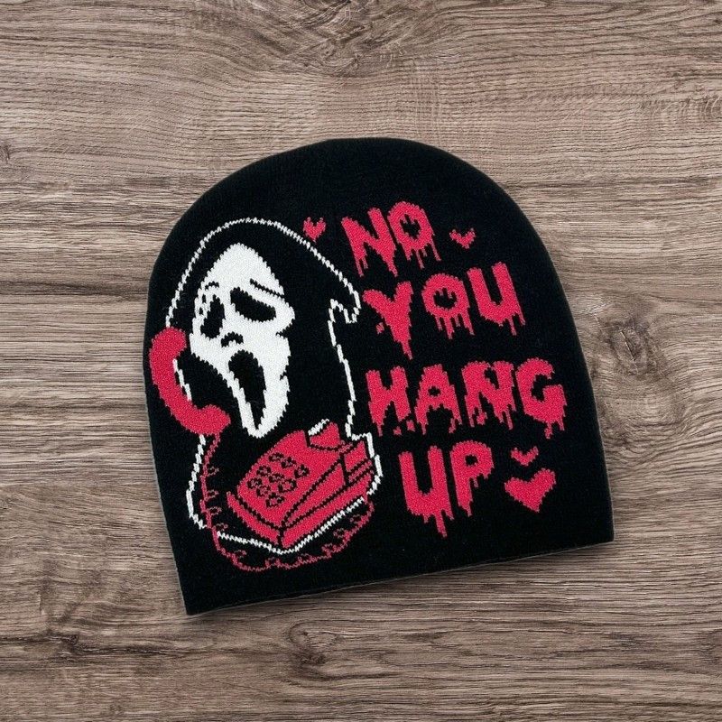 The Unbranded Brand Y2K ALT Grunge Scream Skull Beanie | Punk Horror Opium Hat Size ONE SIZE - 1 Preview