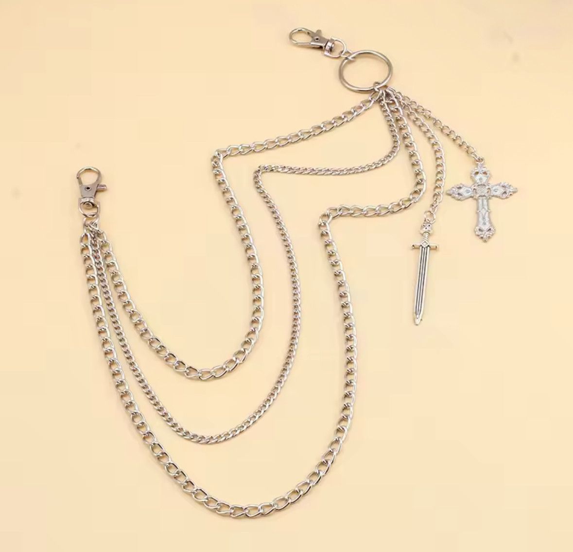 Other Multilayer Cross Sword Pendant Pants Chain Wallet Belt Size ONE SIZE - 3 Thumbnail