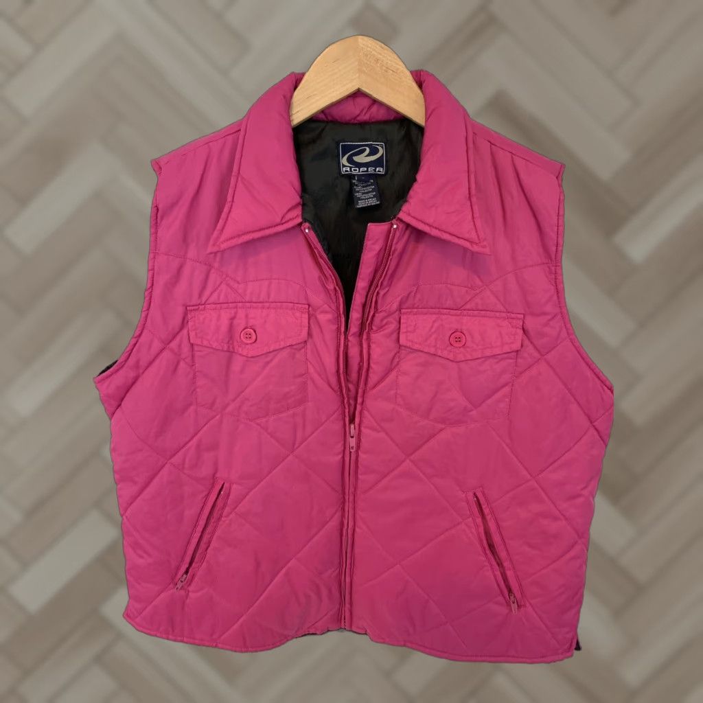 Roper Roper Vest Women L Pink Nylon Full Zip Poly Fill Puffy Vest Magenta Pink Women L Vest Size L / US 10 / IT 46 - 1 Thumbnail