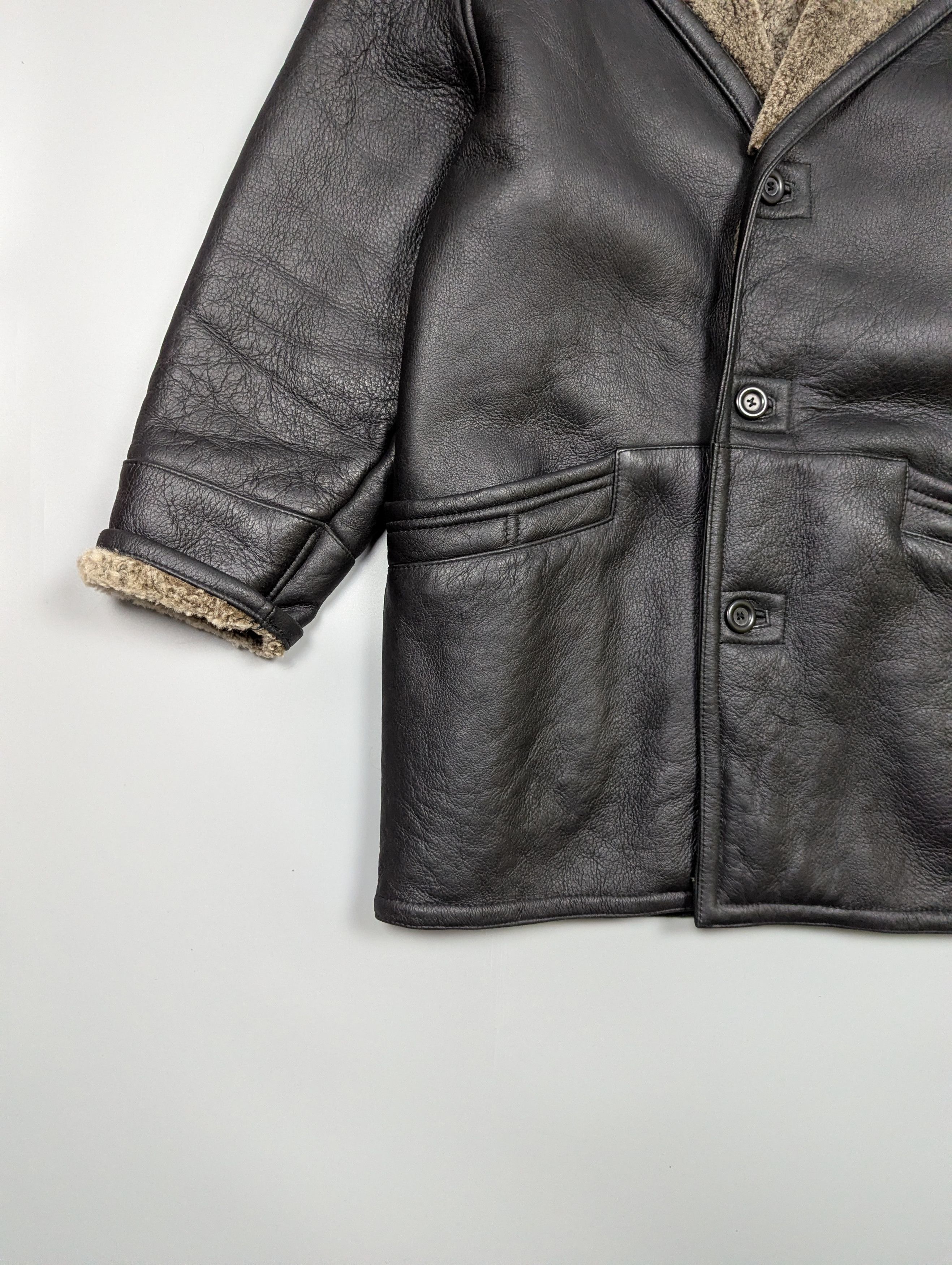 Other Men Black Sheepskin Shearling Leather Fur Coat Jacket 52 (L) Size US L / EU 52-54 / 3 - 2 Thumbnail