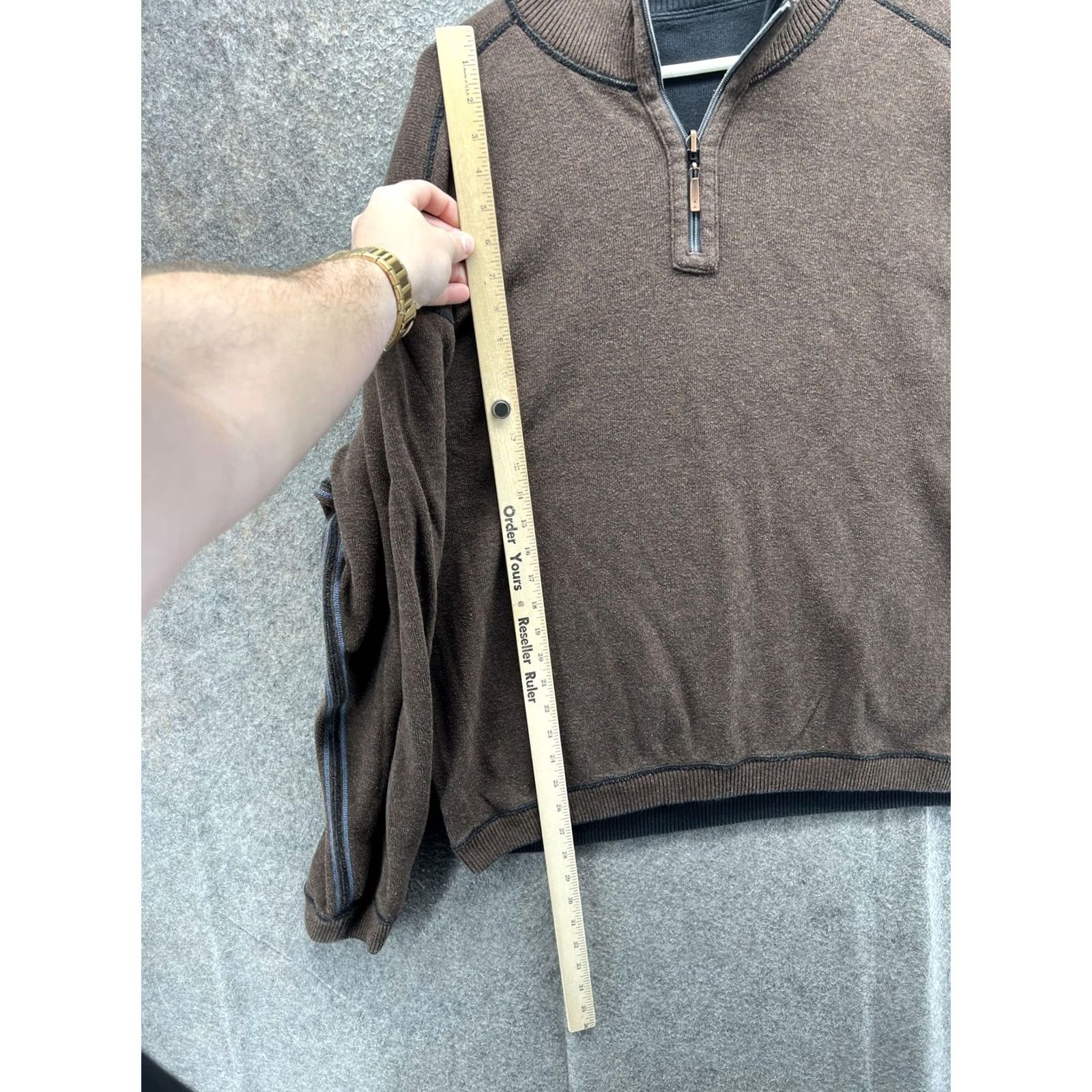Tommy Bahama Tommy Bahama Sweater Mens XL Brown Black 1/4 Zip Reversible Knit Pullover Size US XL / EU 56 / 4 - 3 Thumbnail