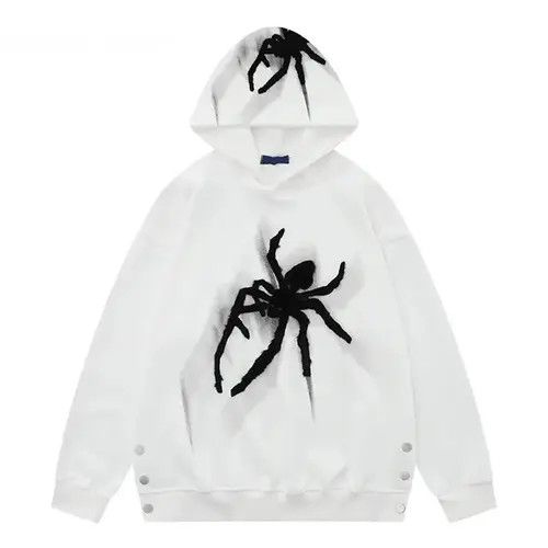 image of Vintage Embroidery Spider Hoodie in White, Men's (Size Medium)