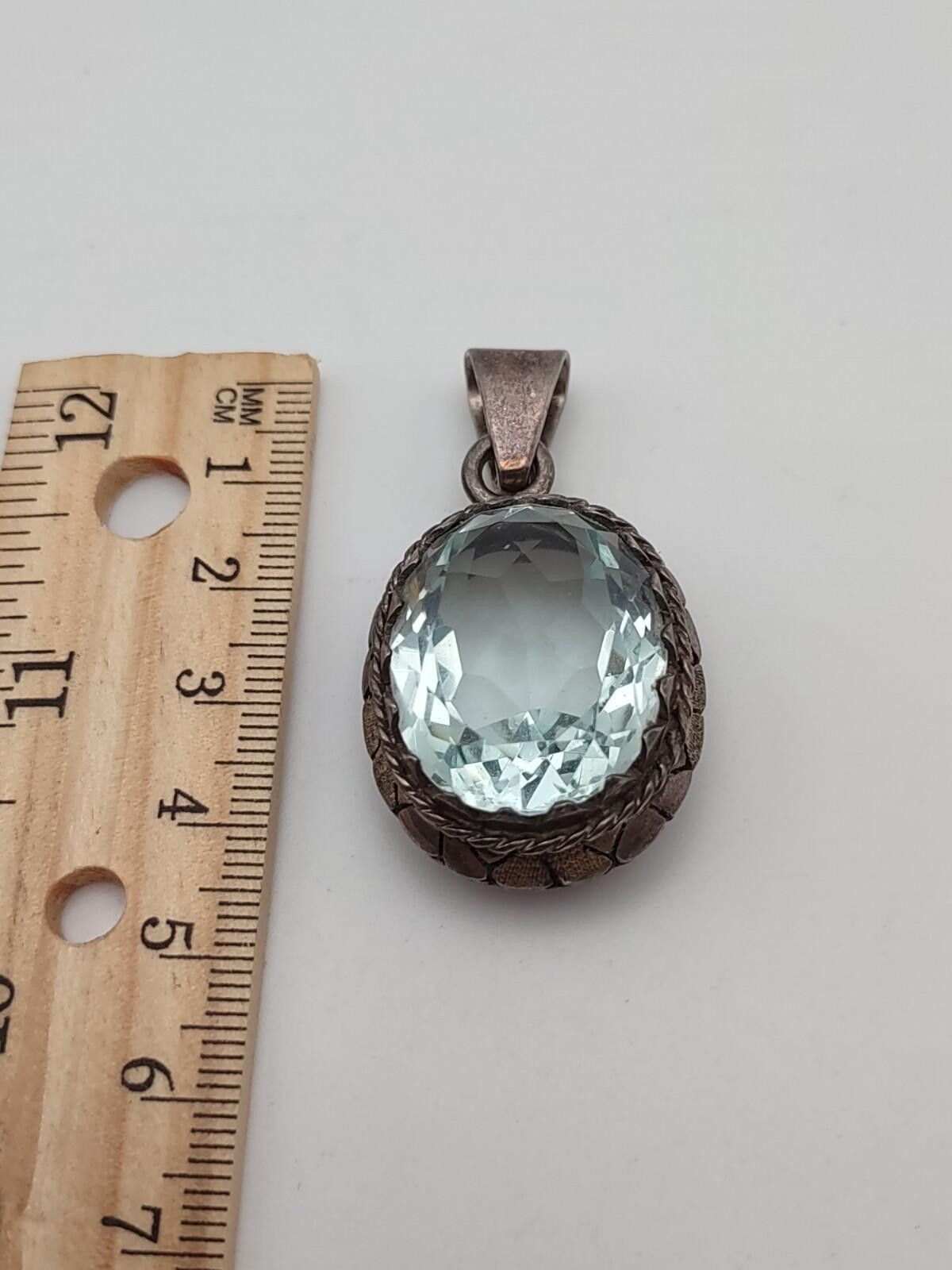 The Unbranded Brand Vintage Taxco-Style Sterling Silver Ice Blue Stone Pendant Size ONE SIZE - 4 Thumbnail