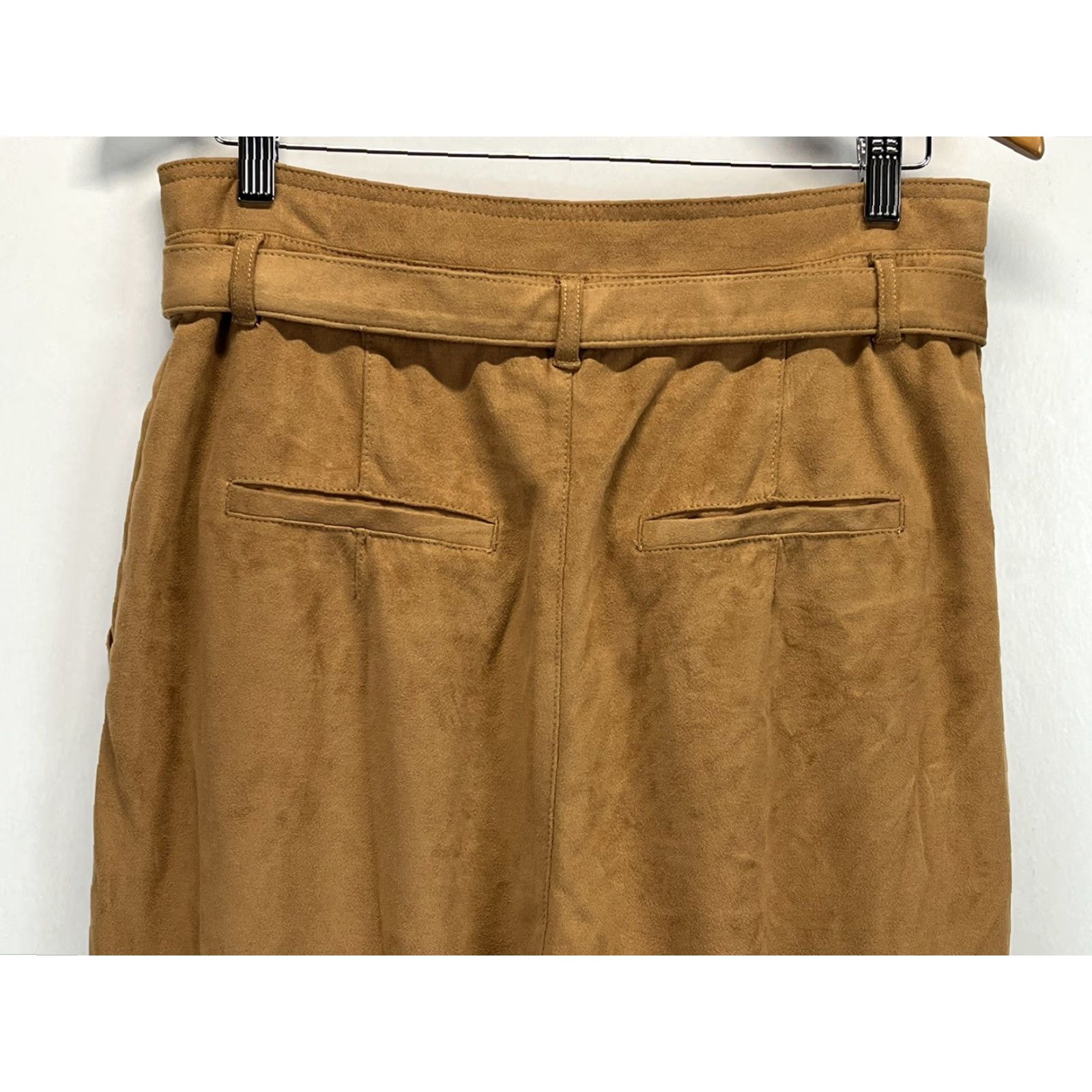 Free People Free People Paperbag High Waisted Pants Sz 12 Belted Suede Faux Brown Polyester Blend Tapered Leg Women Casual City Size 34" / US 12 / IT 48 - 4 Thumbnail