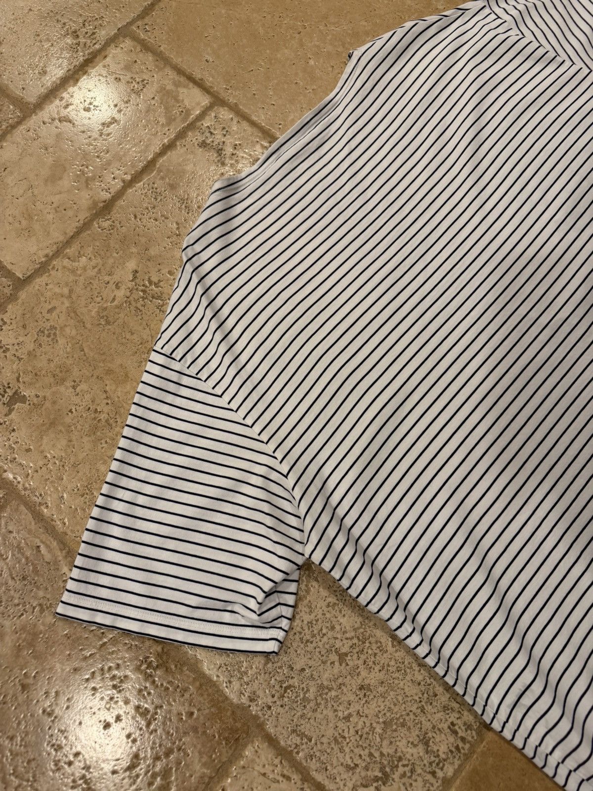 Prada Prada Striped Navy White Cotton Triangle Logo T-Shirt Size US XXL / EU 58 / 5 - 13 Thumbnail