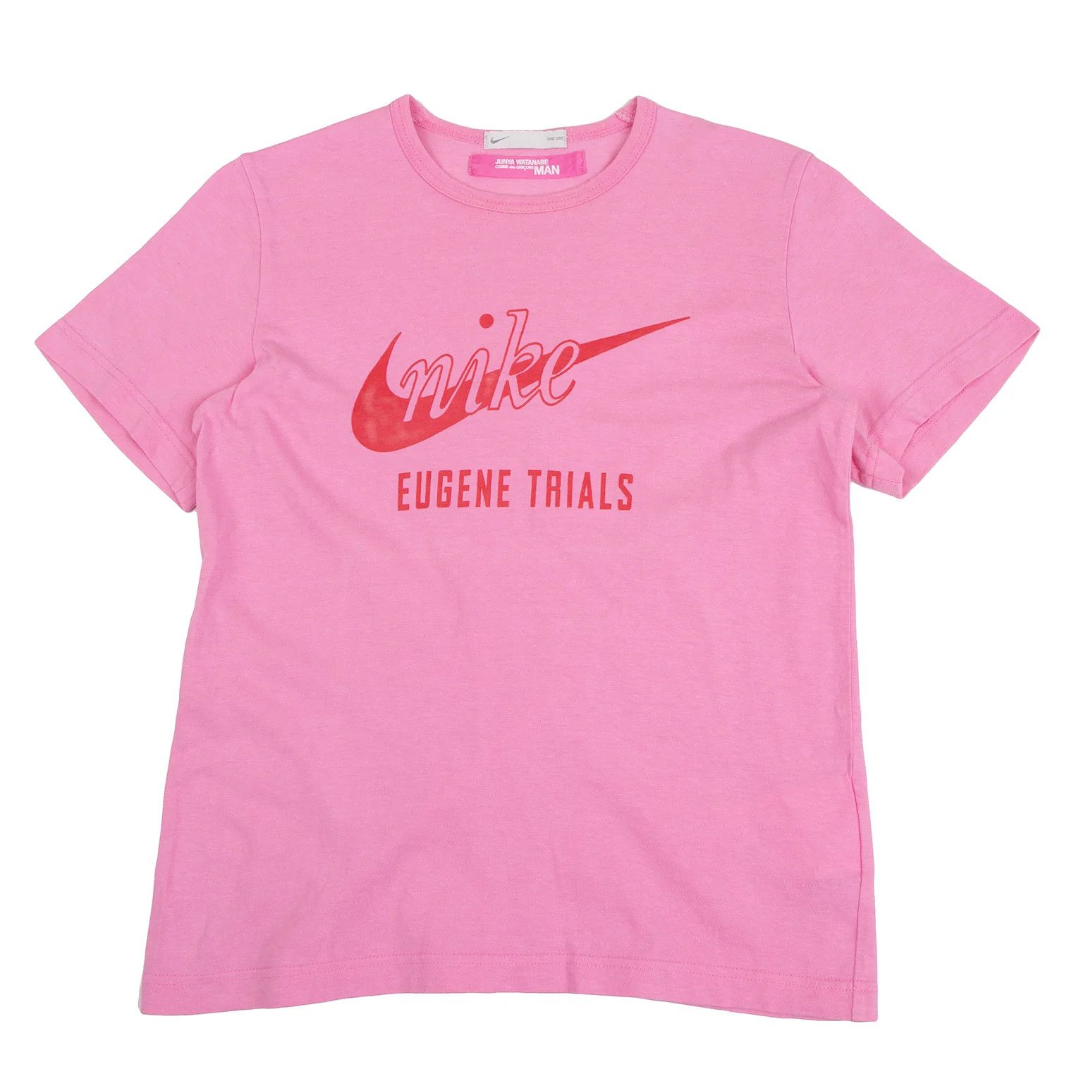 Junya Watanabe Pink Swoosh Logo Print T-Shirt, Size F Size US M / EU 48-50 / 2 - 1 Thumbnail