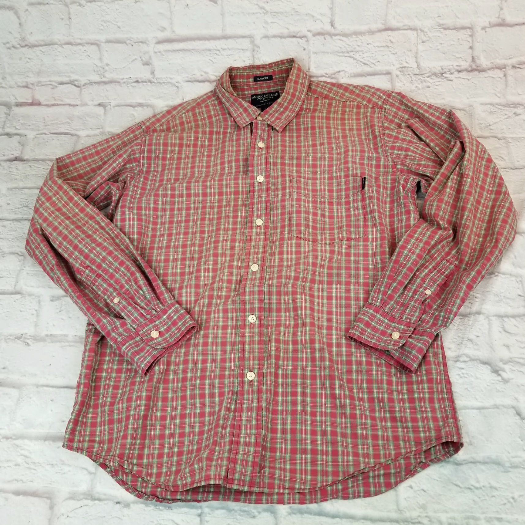 American Eagle Outfitters American Eagle Outfitters Shirt Button-Down Long Sleeve Plaid Mens Size M Lightweight Casual Size US M / EU 48-50 / 2 - 2 Thumbnail
