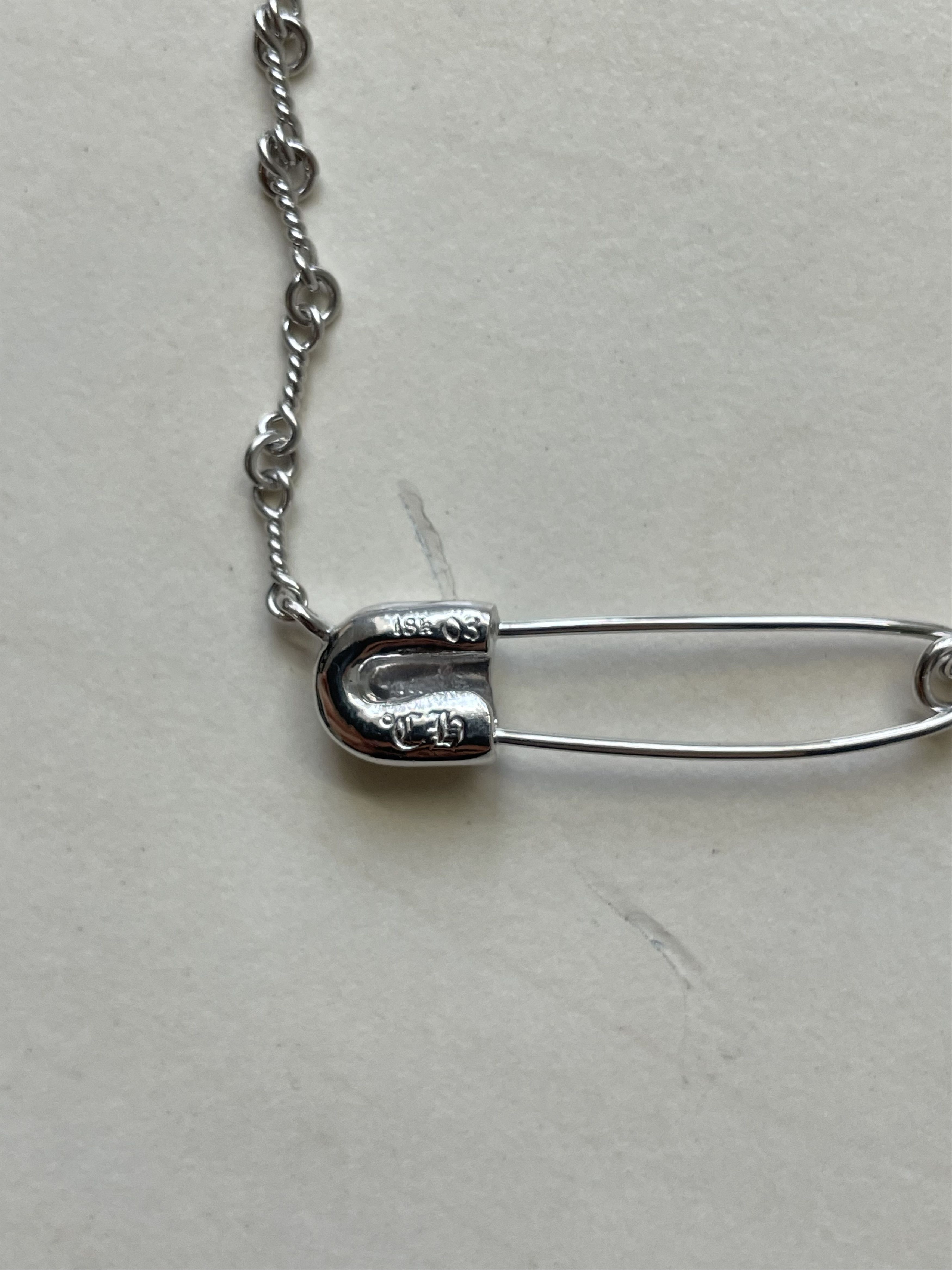 Chrome Hearts Chrome Heart 18K Pink Saph Charm Safty Pin Necklace Size ONE SIZE - 7 Thumbnail