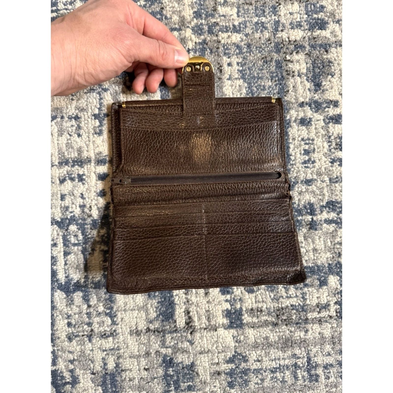 Bally VINTAGE Bally Wallet Women 80s 90s Designer Tan Full Grain Pebble Leather Kisslock Snap 7.25x4 in Italy Size ONE SIZE - 6 Thumbnail
