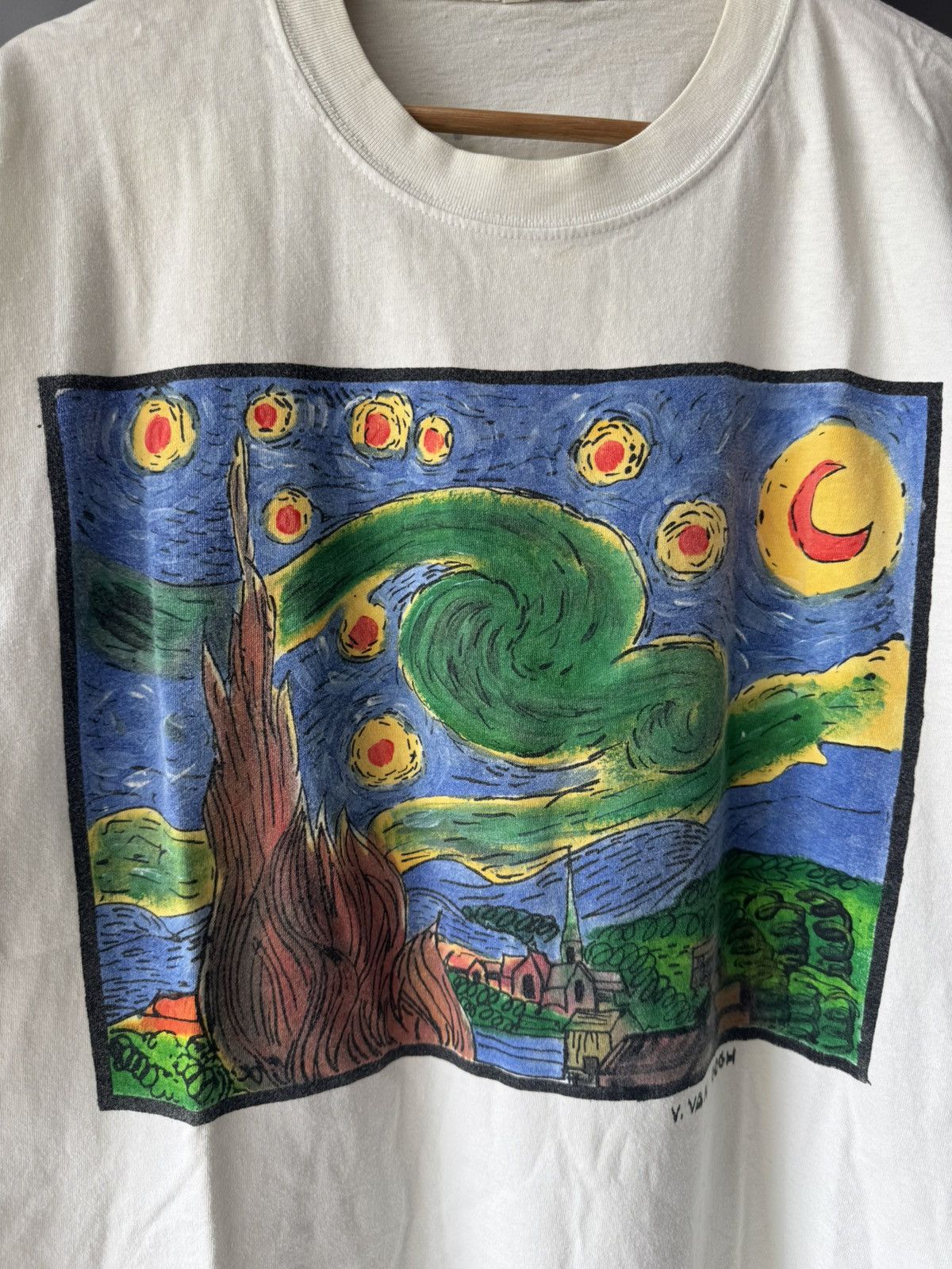 Band Tees Vintage 90s Vincent van Gogh Ireses White Tee (Picasso) Size US L / EU 52-54 / 3 - 2 Thumbnail