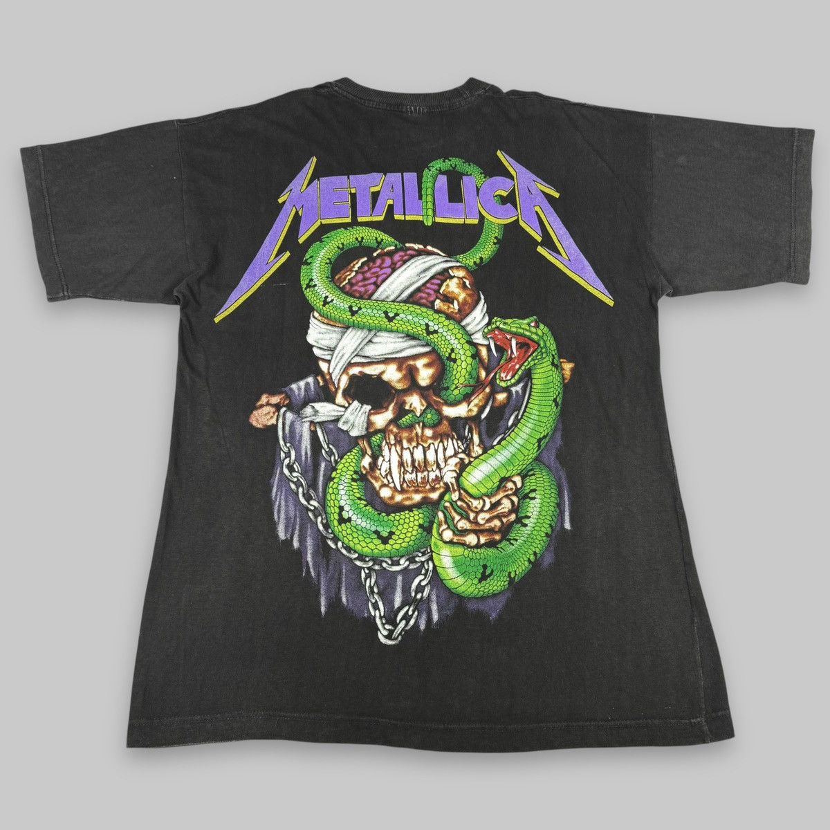 Band Tees Vintage Mid 90s Metallica Snake Outta Skull Euro T Shirt Size US XL / EU 56 / 4 - 2 Thumbnail
