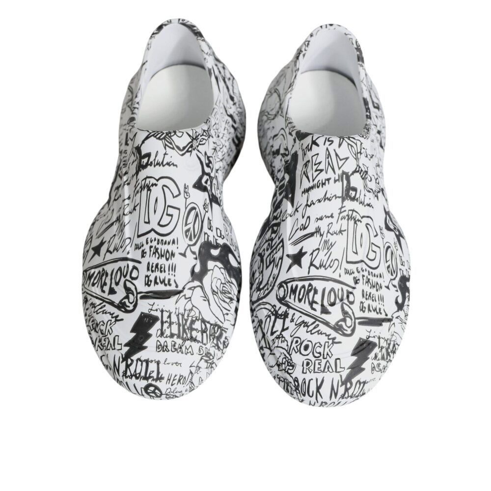 Dolce & Gabbana Dolce & Gabbana White Black Graffiti Daymaster Sneakers Shoe Size US 11 / EU 44 - 3 Thumbnail