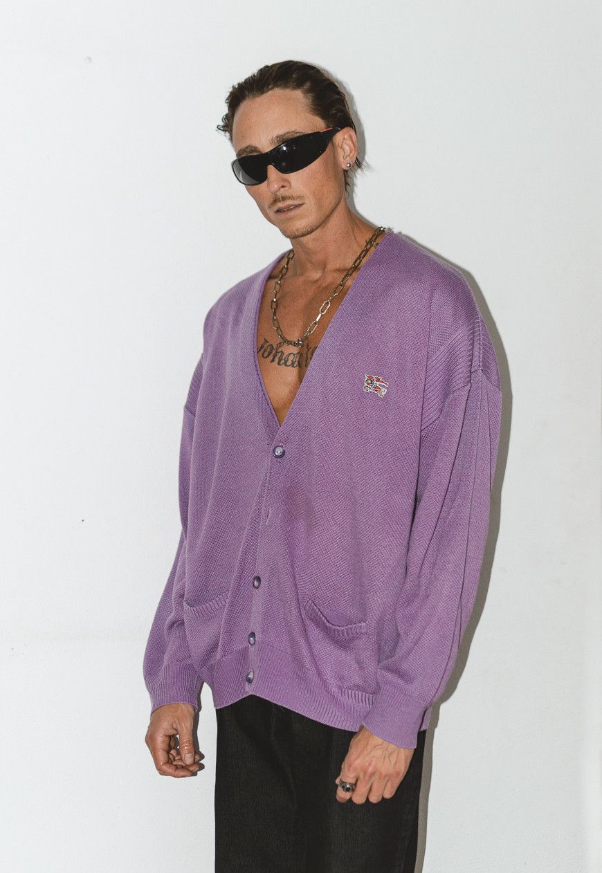 Burberry × Designer × Vintage 90s luxury Burberry knitted quality purple box cut Sweater Size US XXL / EU 58 / 5 - 3 Thumbnail