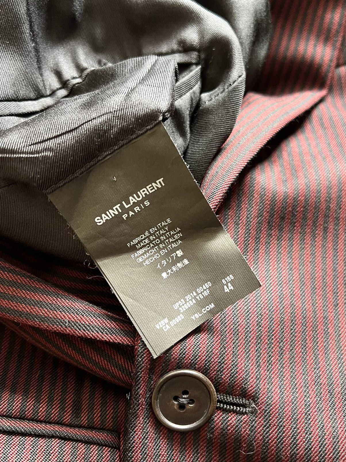 Hedi Slimane × Saint Laurent Paris 14FW Burgundy Pinstripe Blazer sz44 Size 44S - 6 Thumbnail