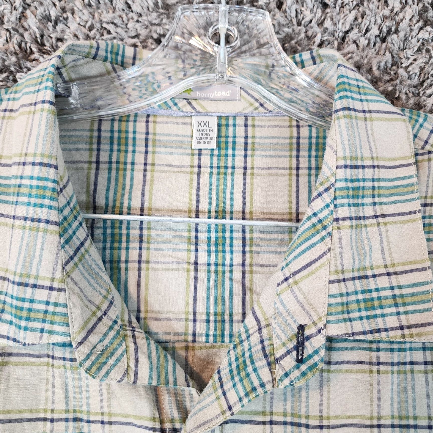 Vintage HORNY TOAD Men's Green Plaid Short Sleeve Button-Up 2XL Size US 39 - 4 Thumbnail