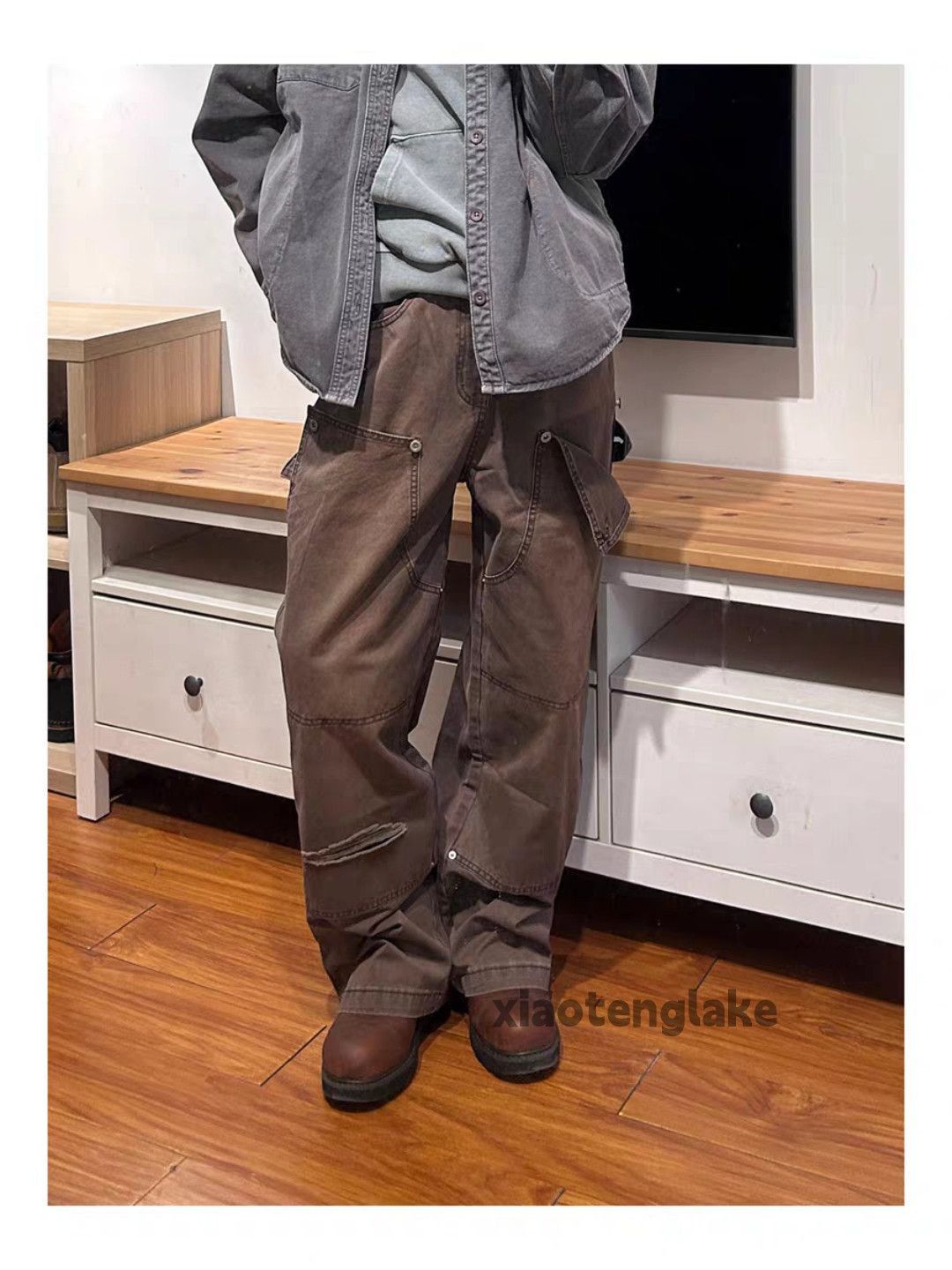 Vintage xz vintage wide Leg loose baggy carpenter cargo pants Size US 28 / EU 44 - 1 Thumbnail