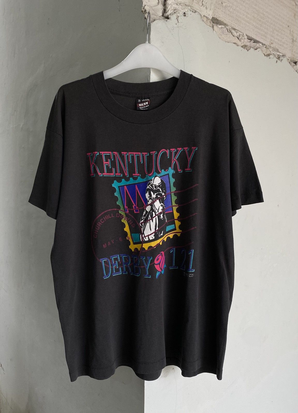 Fruit Of The Loom × Vintage Vintage 90s Kentucky Derby Tshirt Size US XL / EU 56 / 4 - 1 Thumbnail